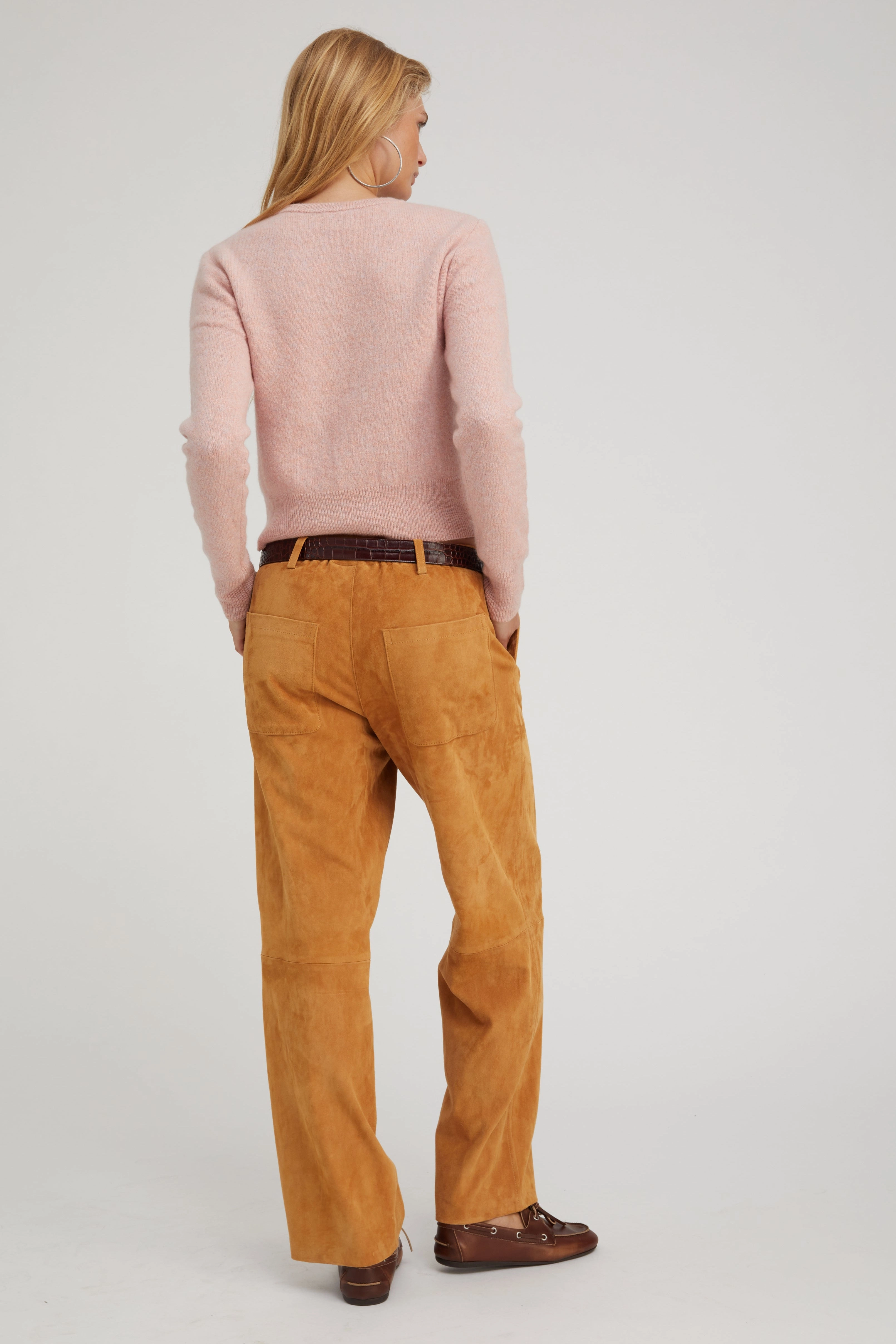 Nutmeg Suede Relaxed Trousers Comfy Motion