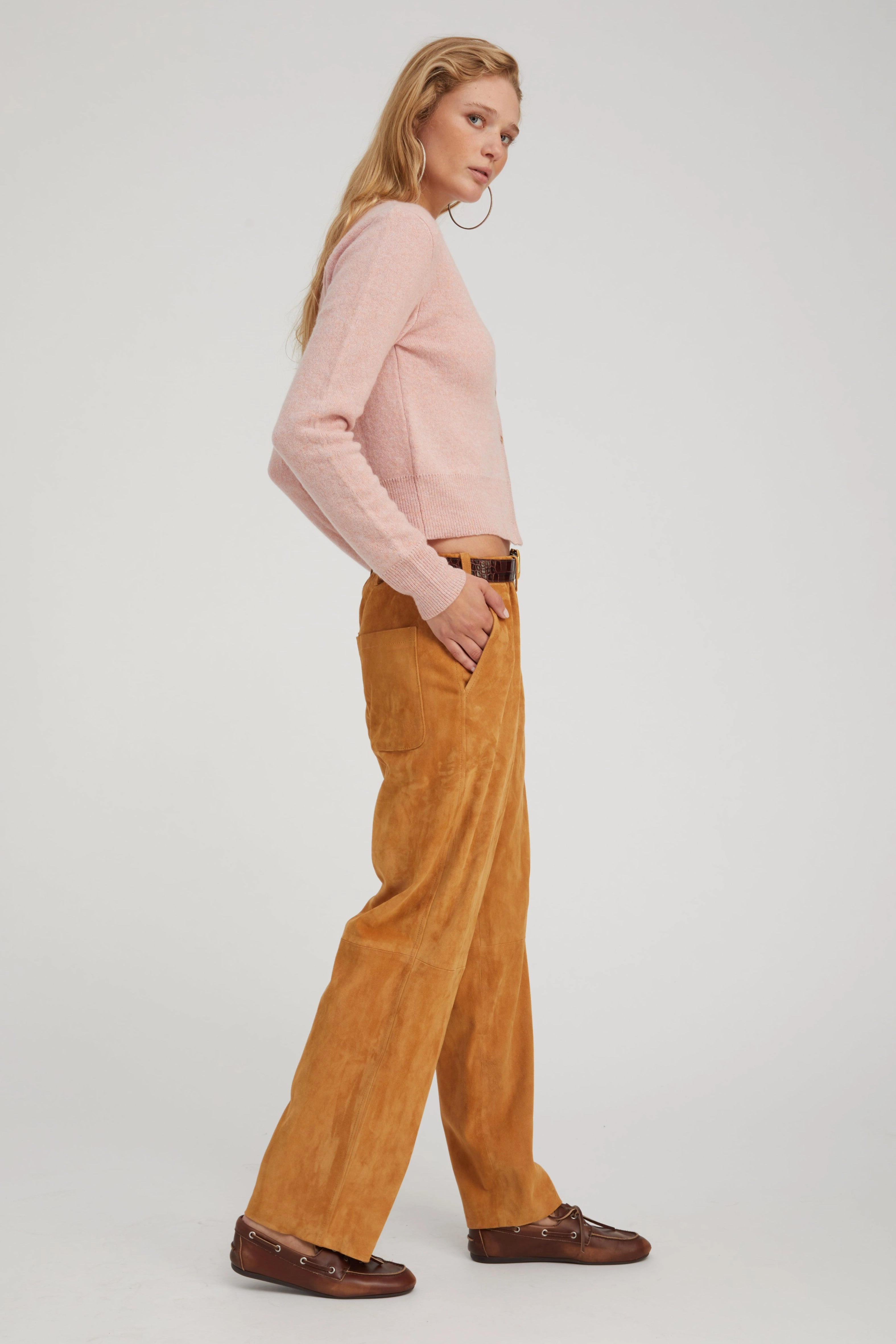 Nutmeg Suede Relaxed Trousers Moisture Management Stylish Wear