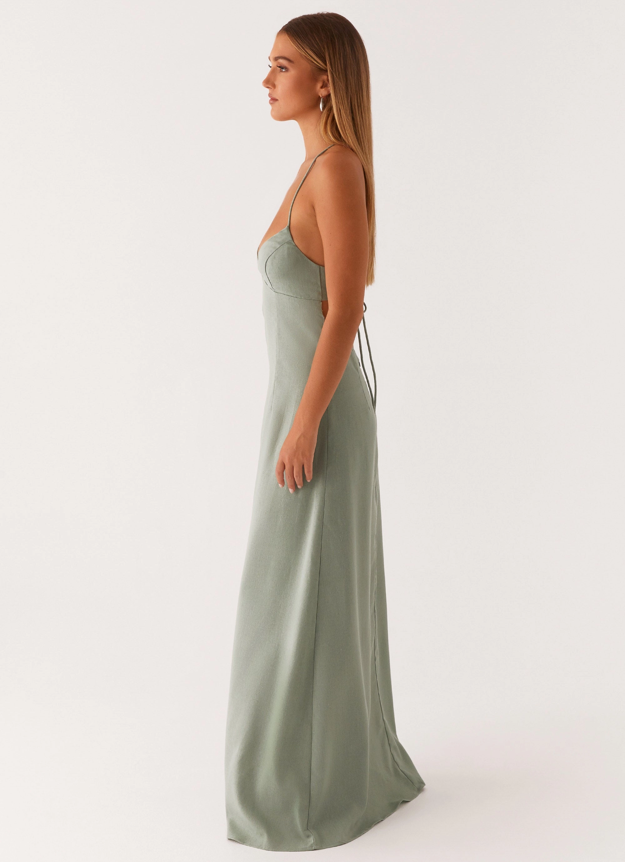 SmoothEdgeFinish UV-Resistant Middle Ground Linen Maxi Dress - Sage