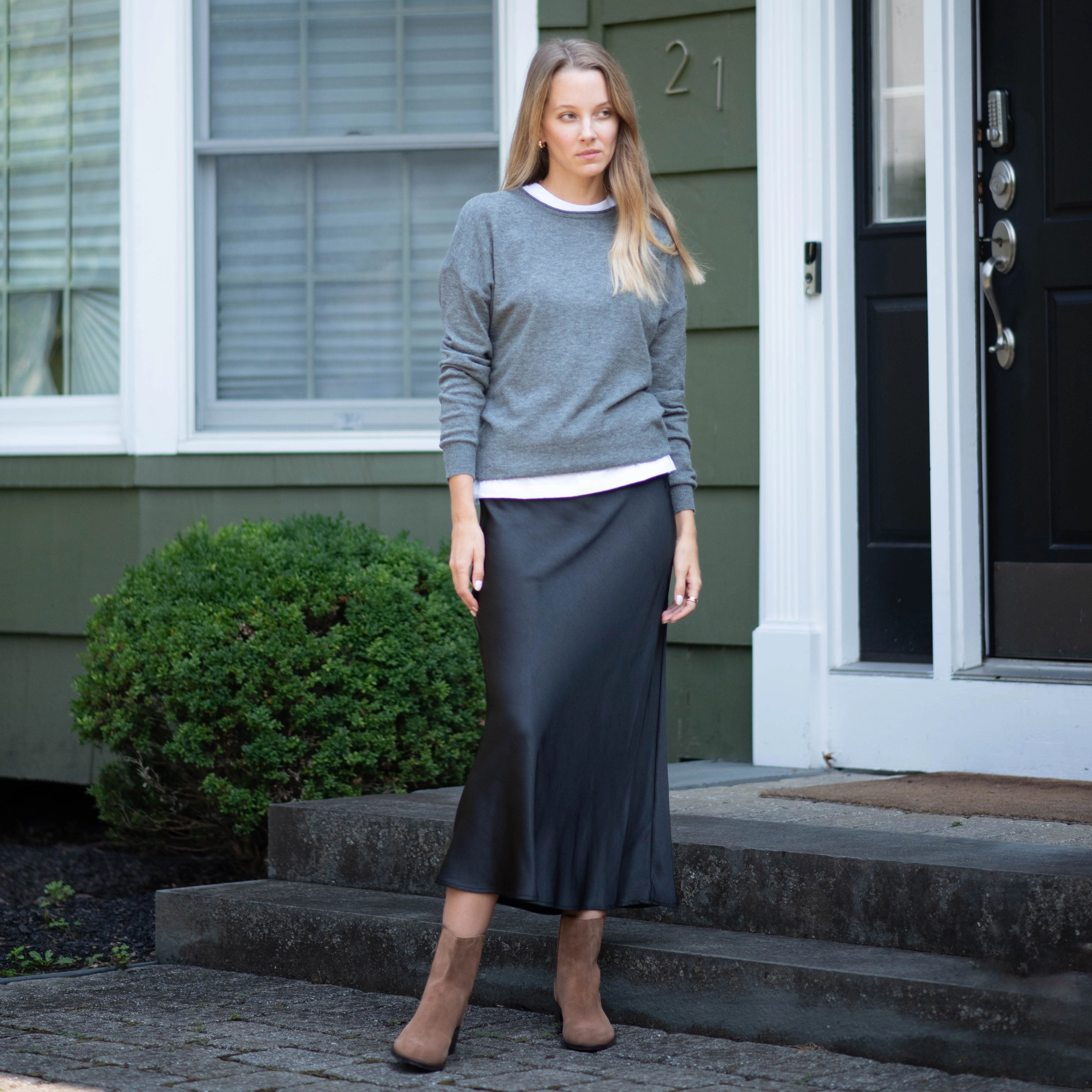 Midi Slip Skirt |  Black Casual Style Ethically Made