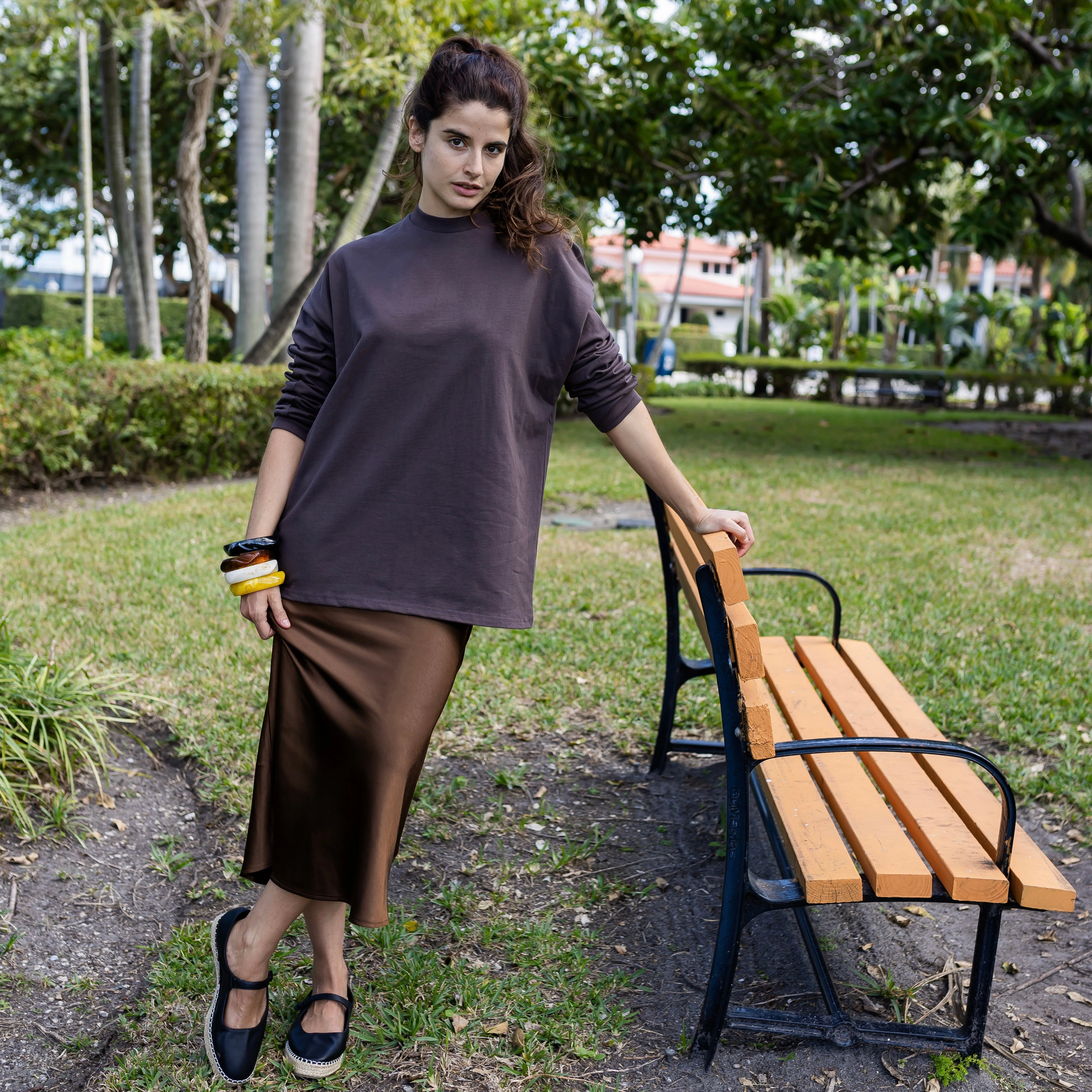 Midi Slip Skirt | Chocolate Drawstring closure Quick Dry Technology