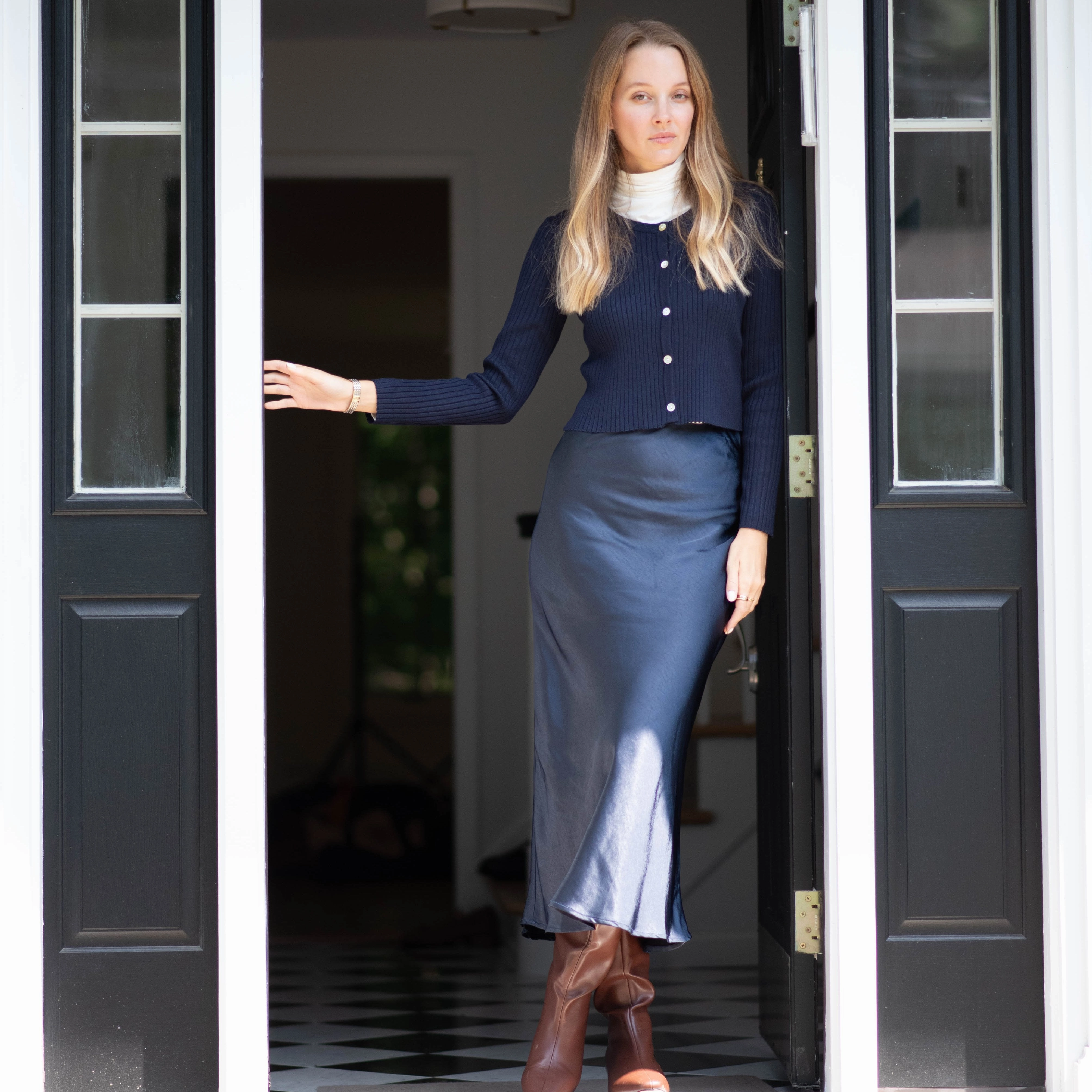 Midi Slip Skirt | Navy Wearable Art