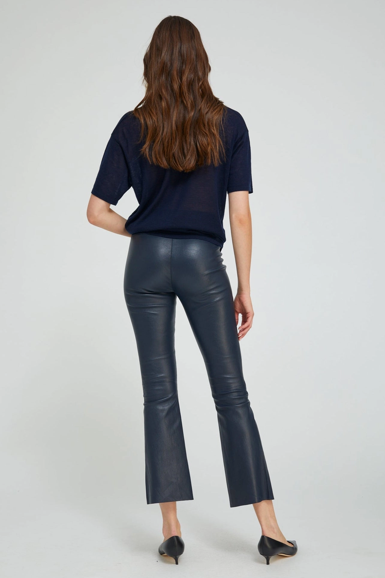 Midnight Leather Ankle Flare Active Lifestyle Studio Practice Maximum Comfort