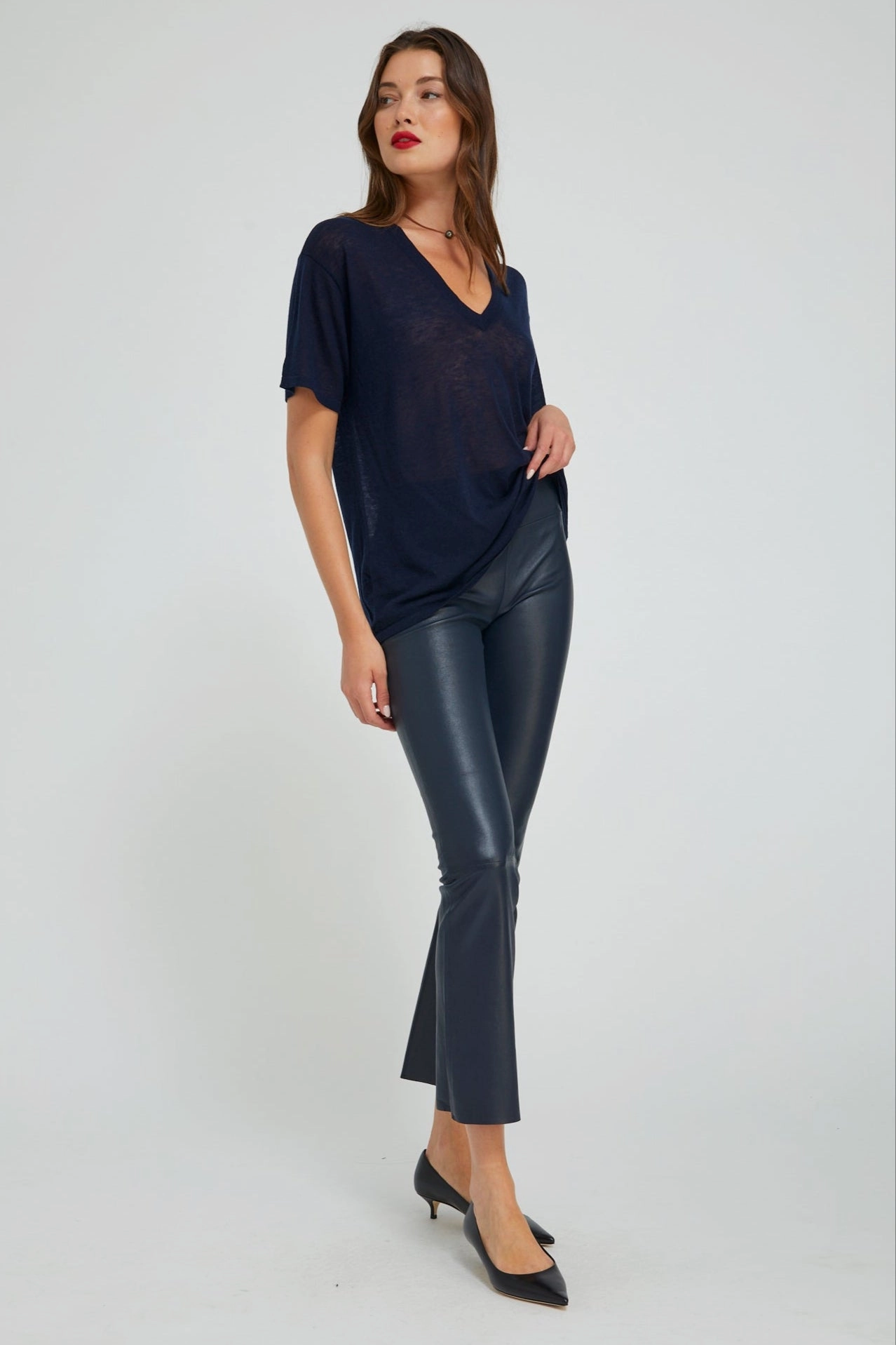 Chic Stretch Fit slim fit Midnight Leather Ankle Flare