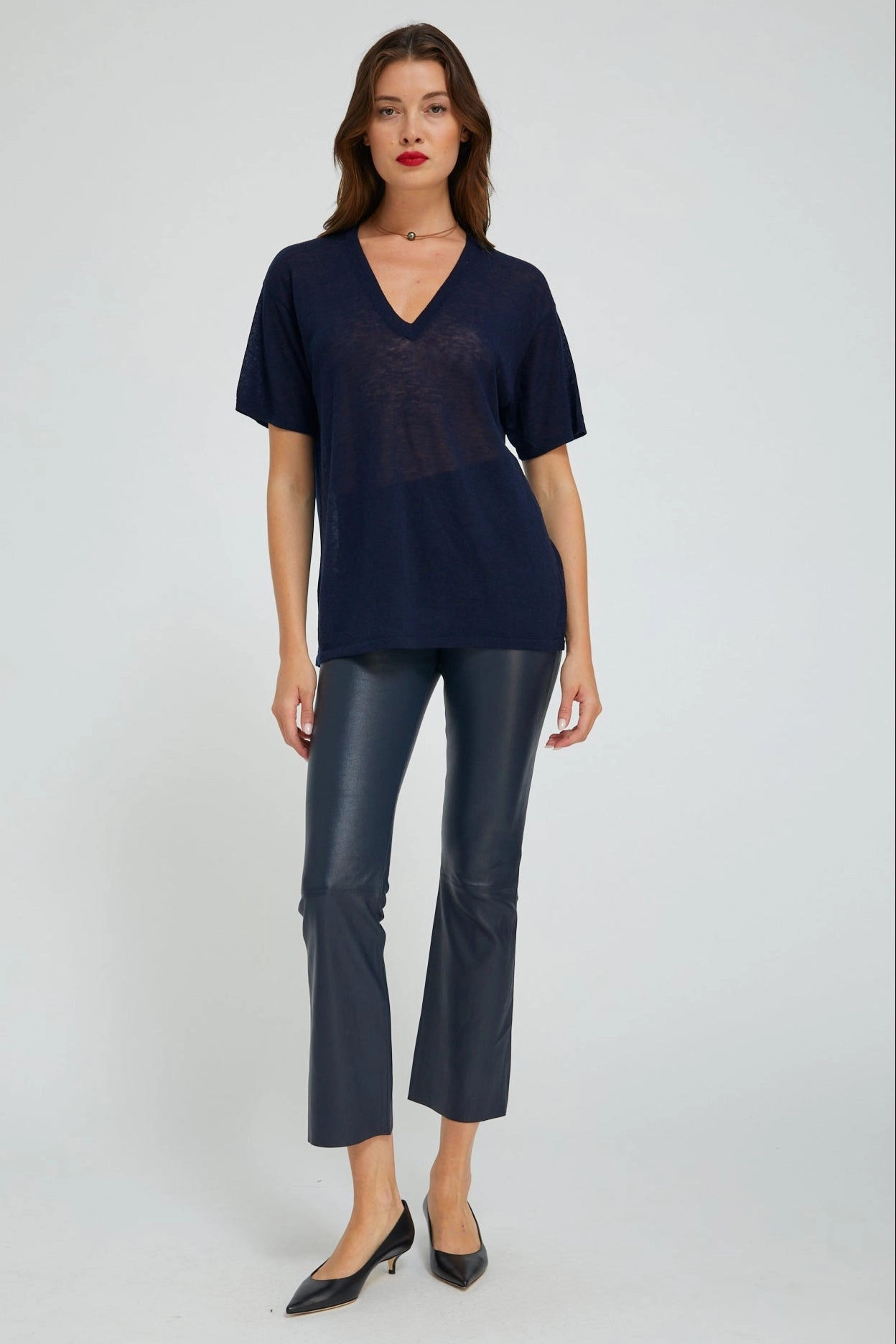 Mid Rise Support High Rise Fit Midnight Leather Ankle Flare