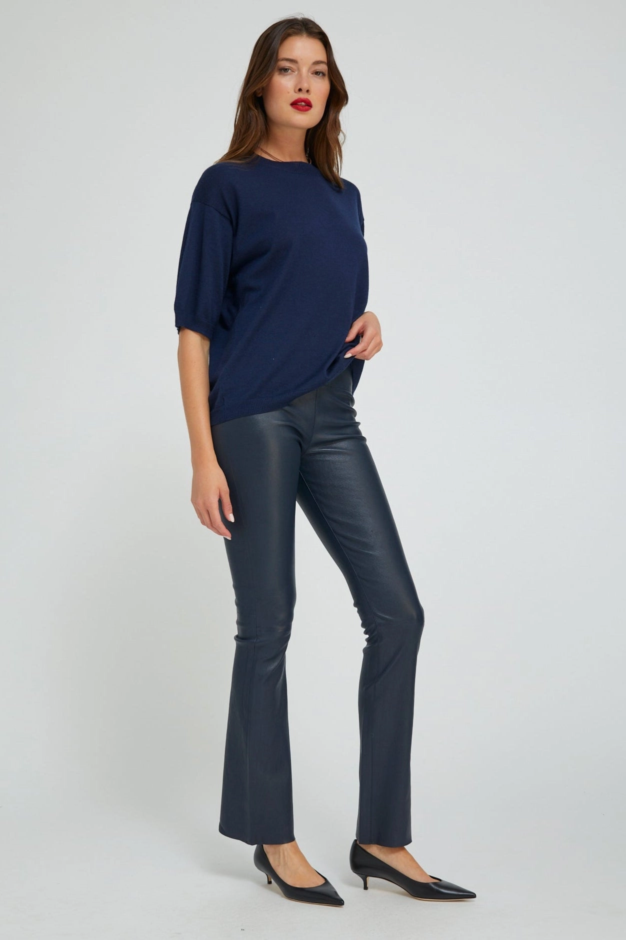 Slimming Effect Midnight Leather Micro Flare