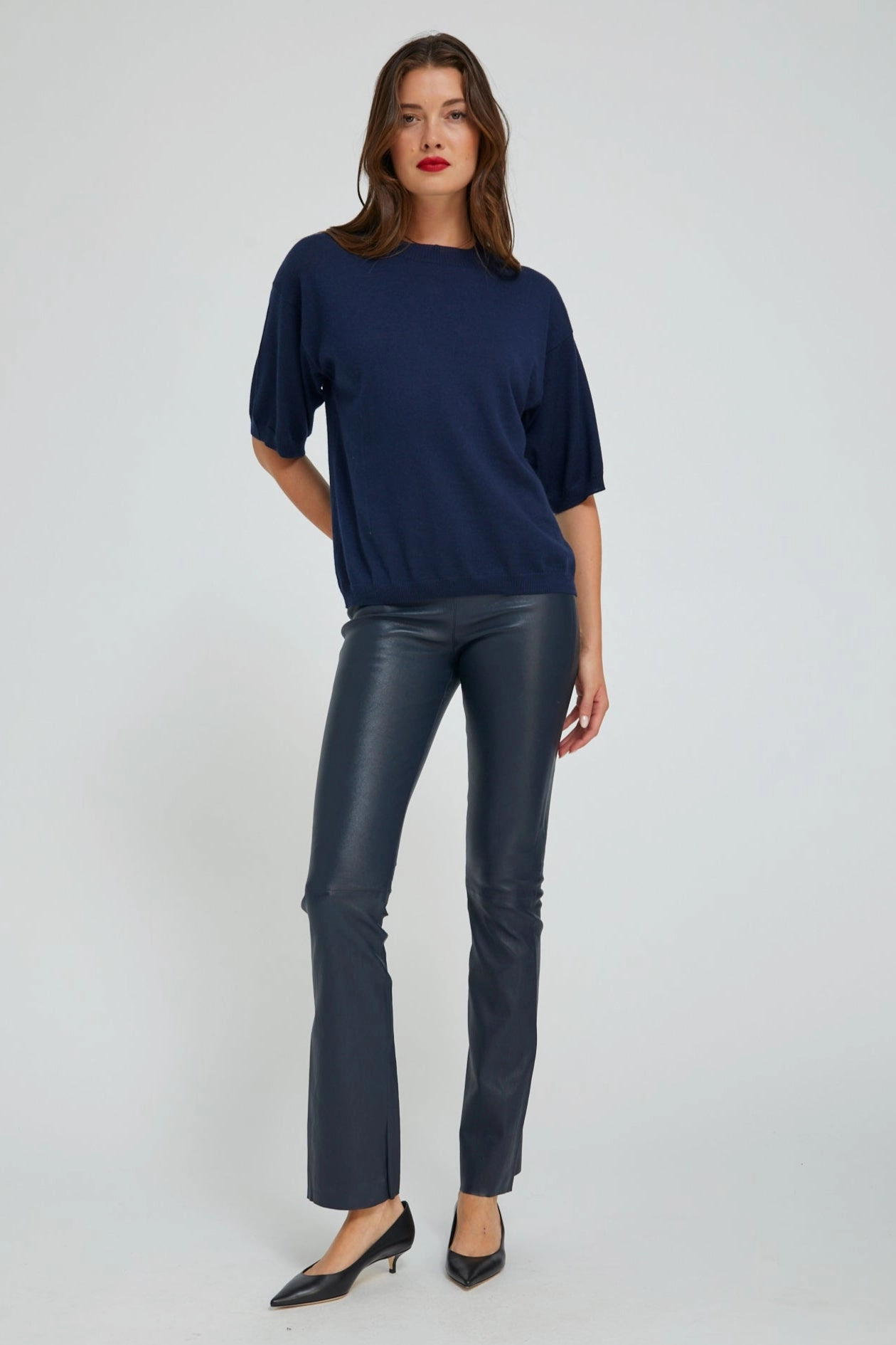 Midnight Leather Micro Flare Durable Comfort Flexible Waist