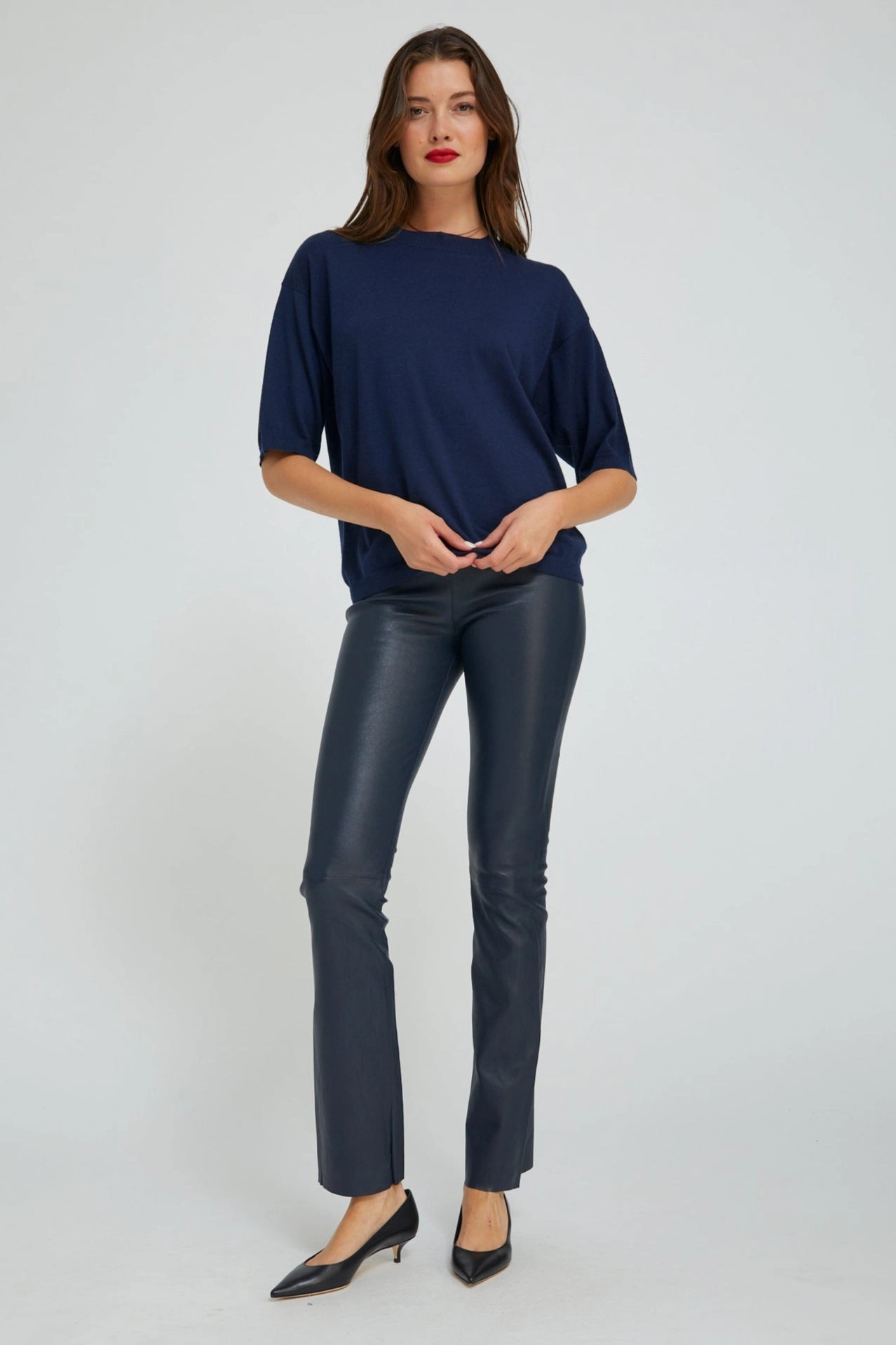 Ultra Light Plus Size Midnight Leather Micro Flare