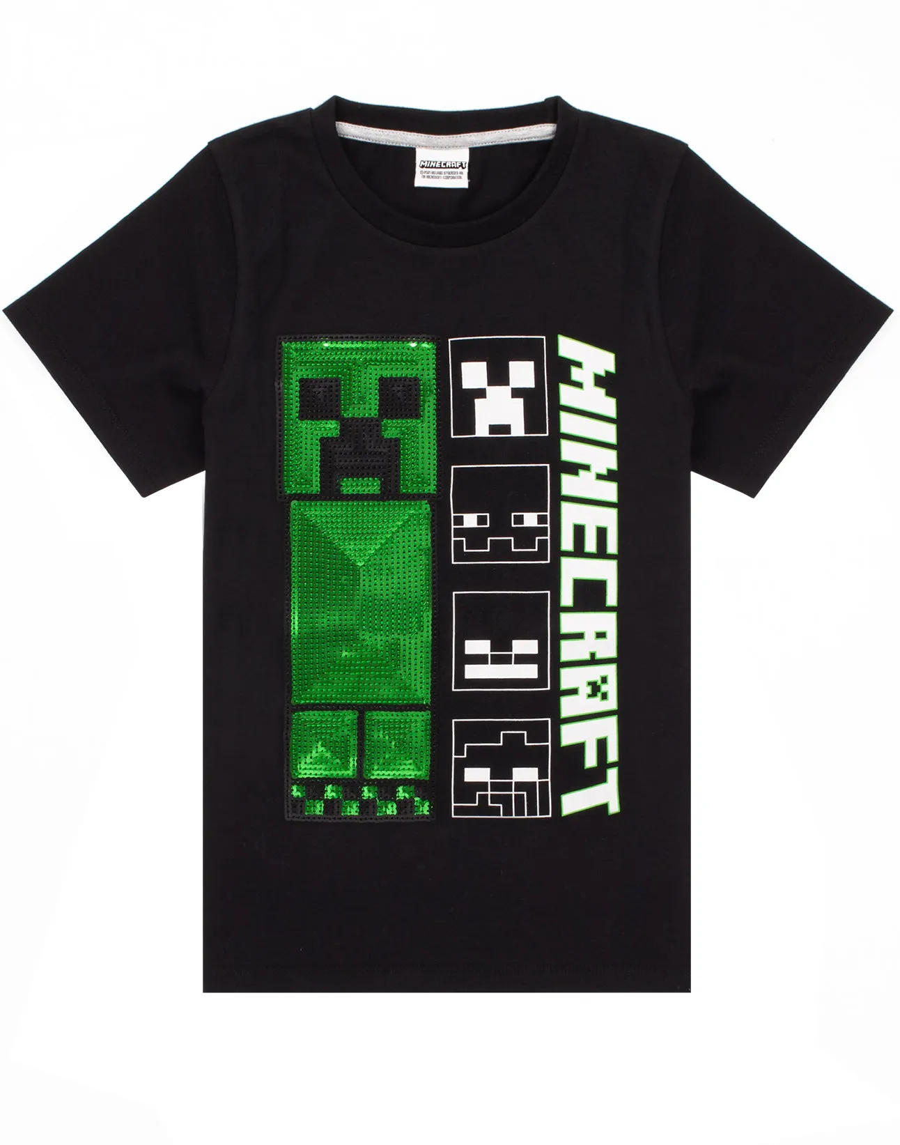 Minecraft Boys Pyjamas Set Top And Shorts Kids Gamer - Black