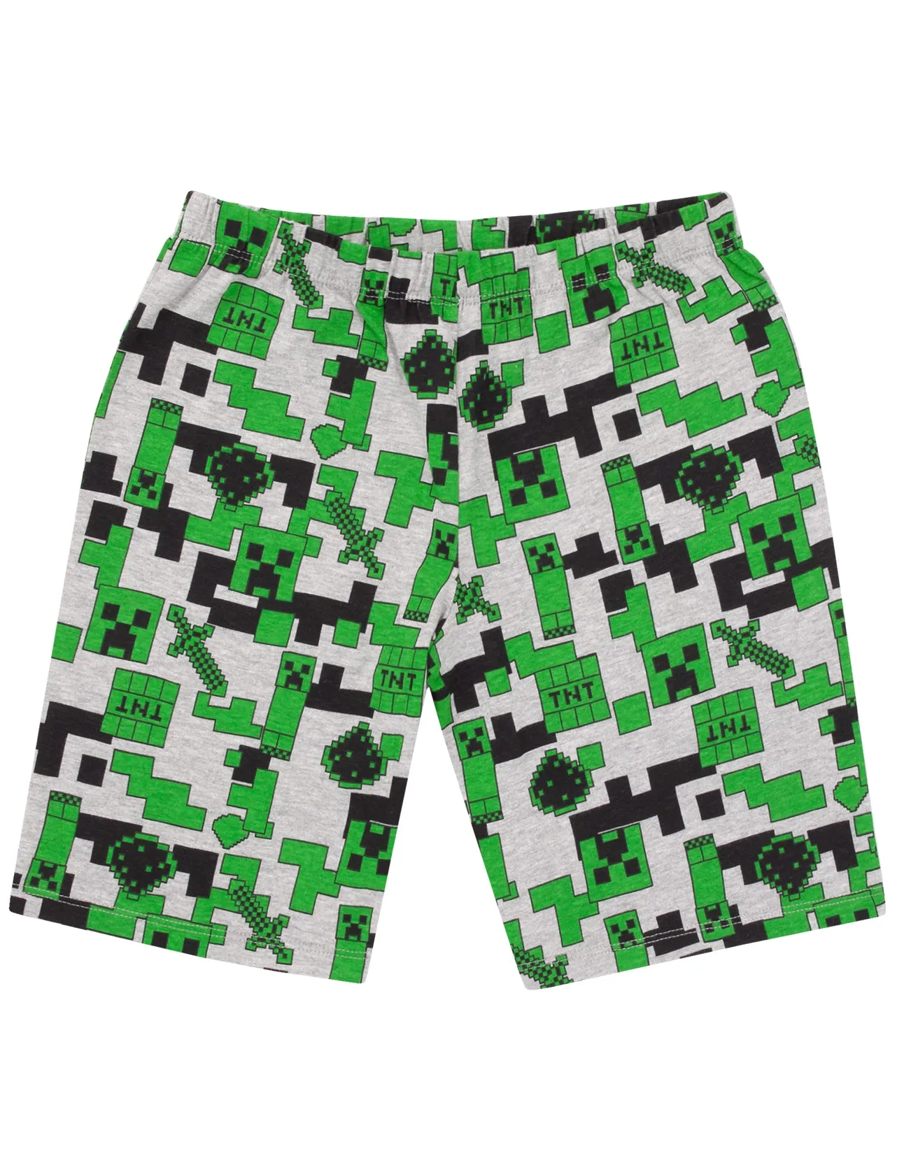 Minecraft Boys Pyjamas Set Top And Shorts Kids Gamer - Black