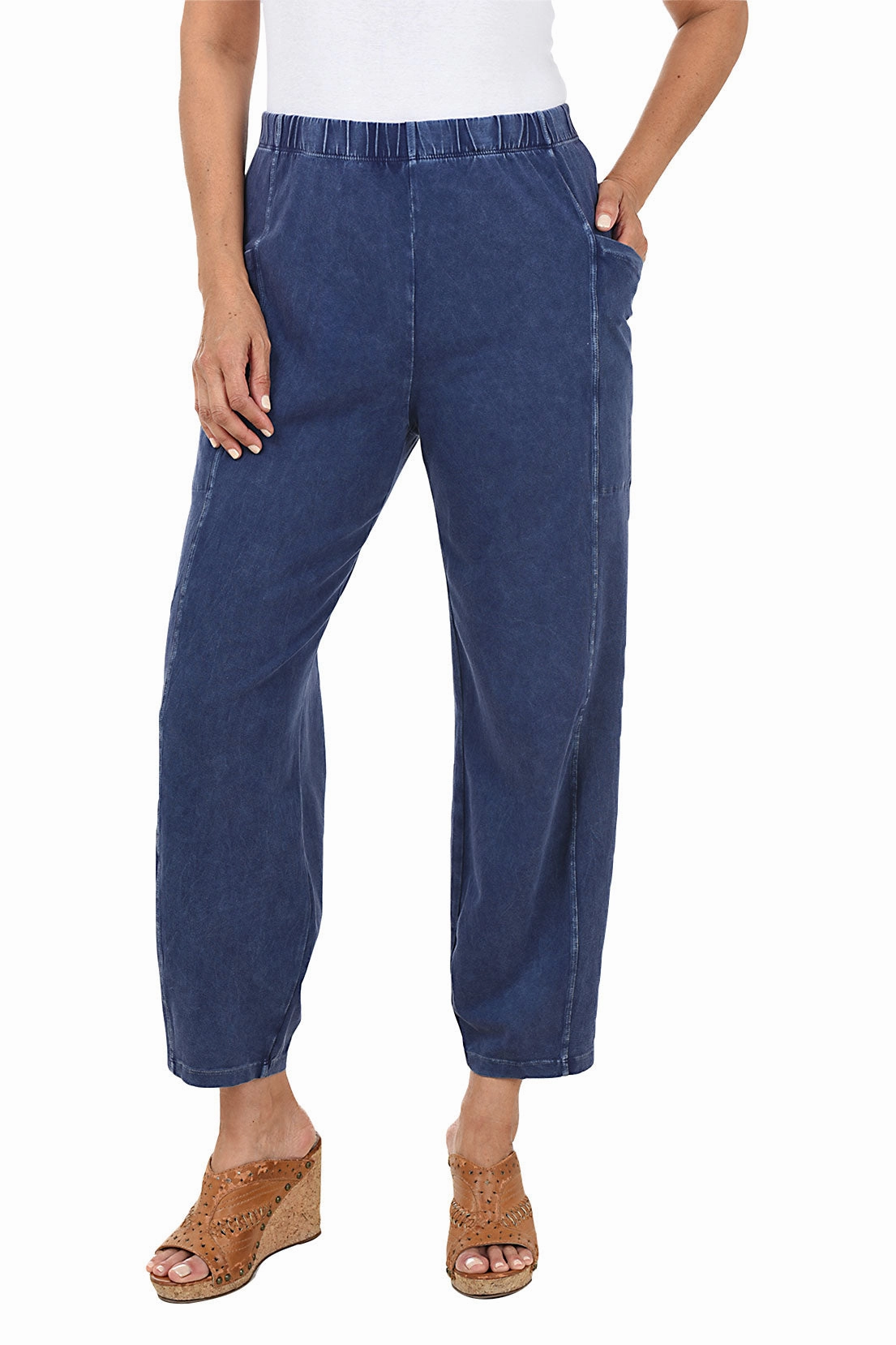 Mineral Wash Pull-On Ankle Pant Belt loops