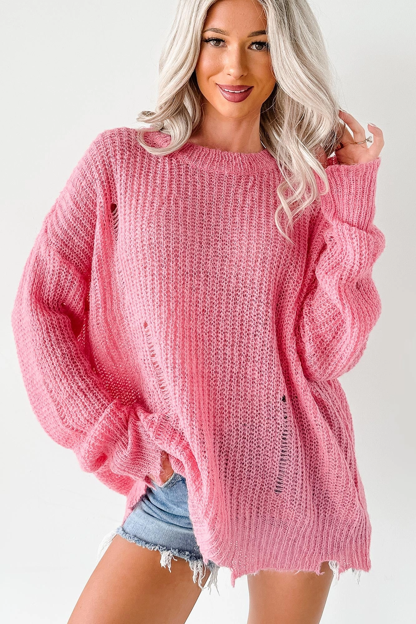 The Soft Life Signature 8 Solid Knit Pullover (Pink) Recycled Material Blend