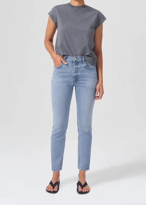 Willow Mid Rise Slim Jean in Torch Textured Vibrant Stylish Vibes