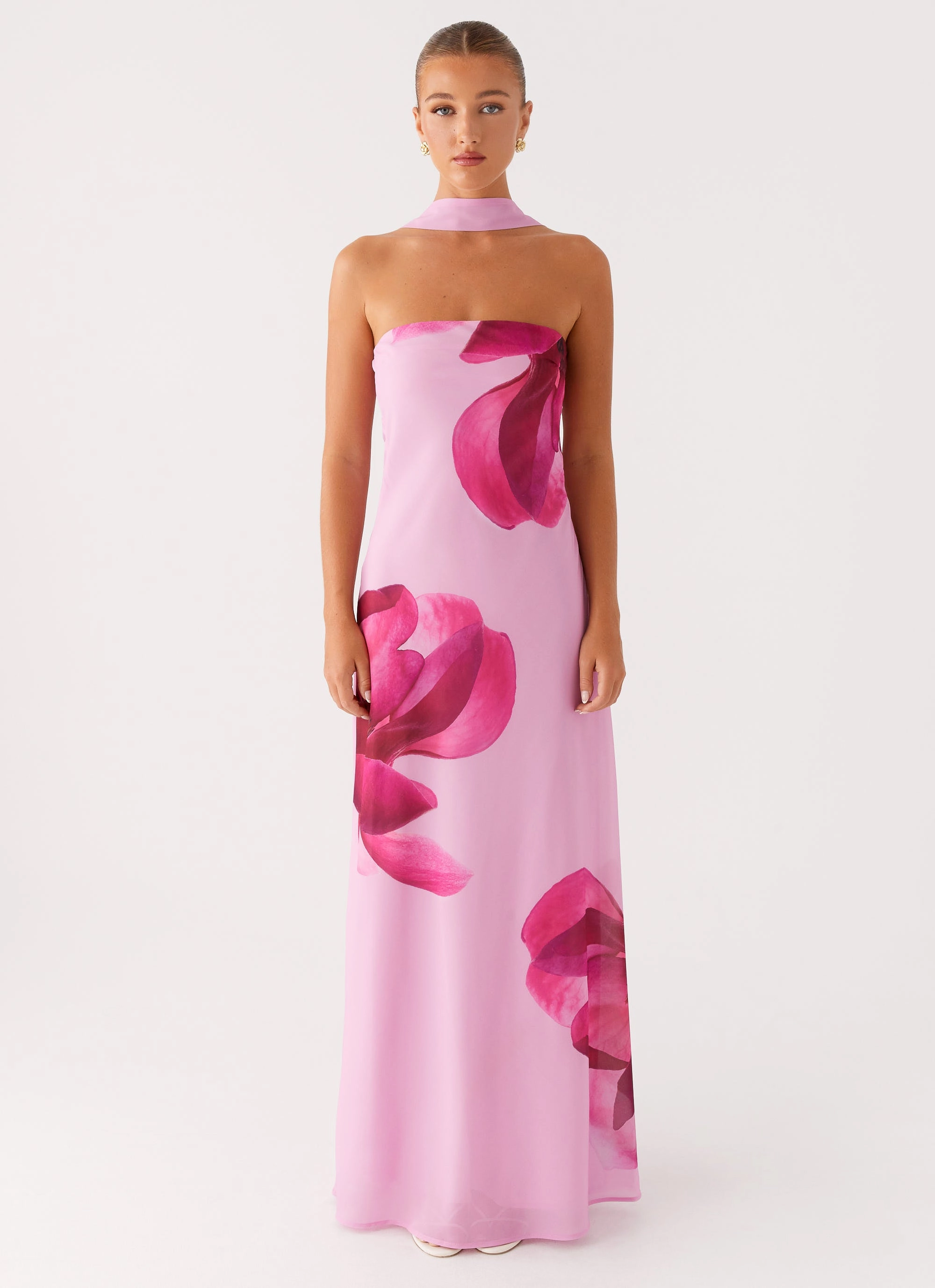 Prim Maxi Dress - Pastel Pink Celebration Wear Polished Design