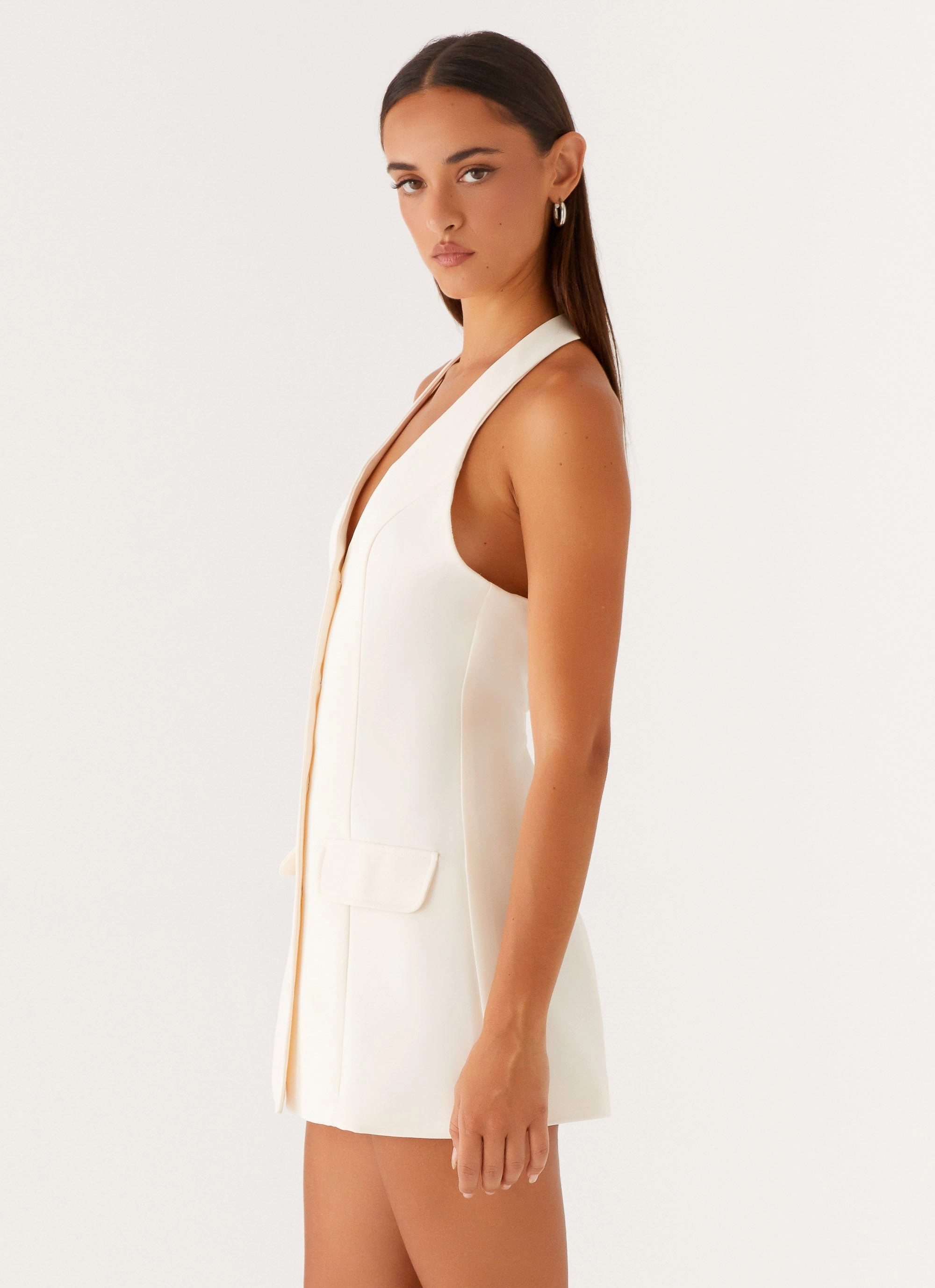Body Confidence Mira Halter Neck Mini Dress - Ivory