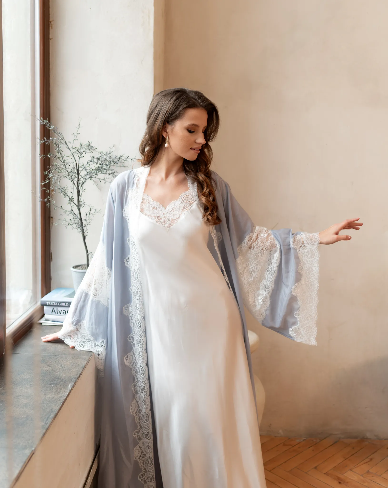 Mirabelle Silk Robe and Nightgown Set