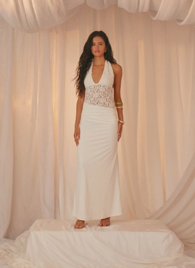 Miri Halter Maxi Dress - Ivory Classic Motion