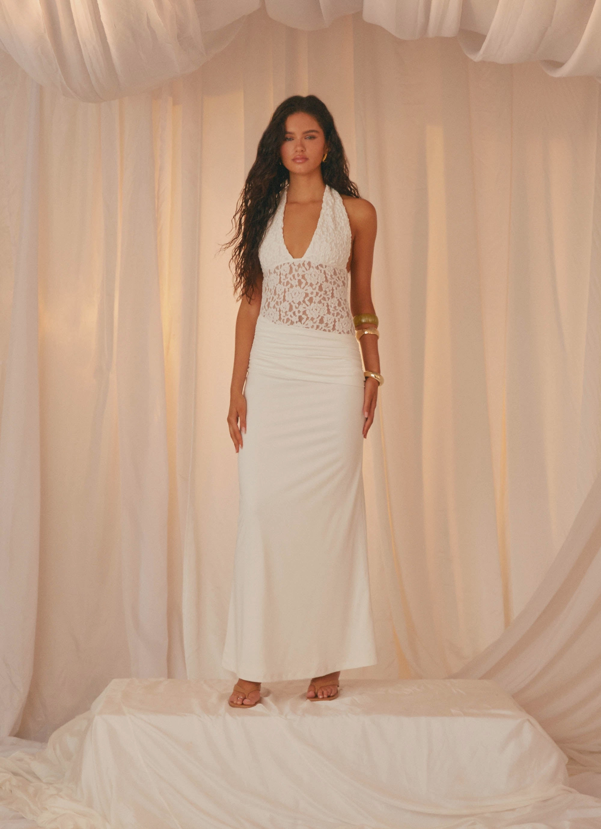 Miri Halter Maxi Dress - Ivory Classic Motion