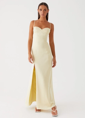 Chic Rhythm Elegant Fit Miss Bloom Maxi Dress - Lemon