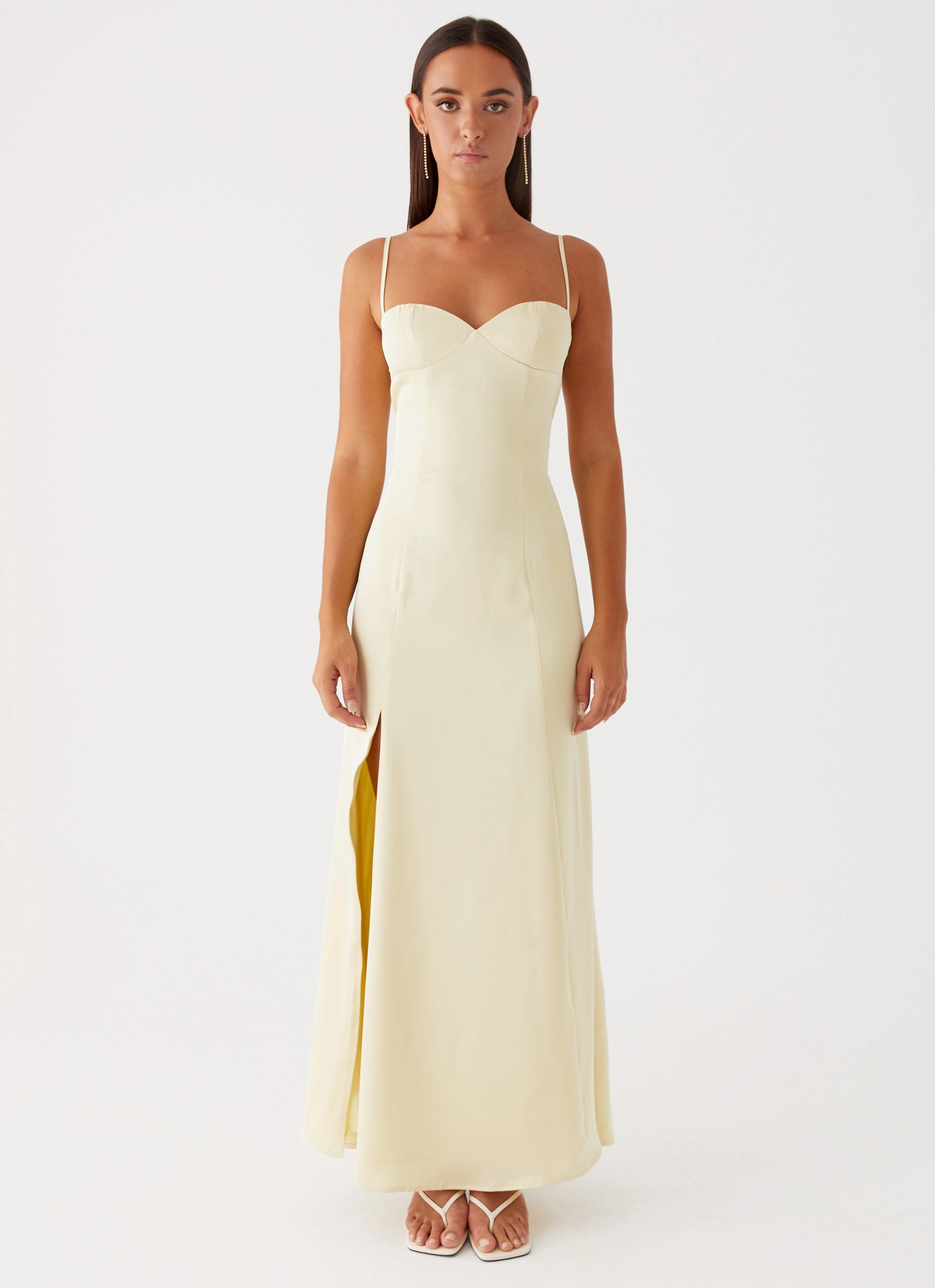 Miss Bloom Maxi Dress - Lemon Matte Fabric