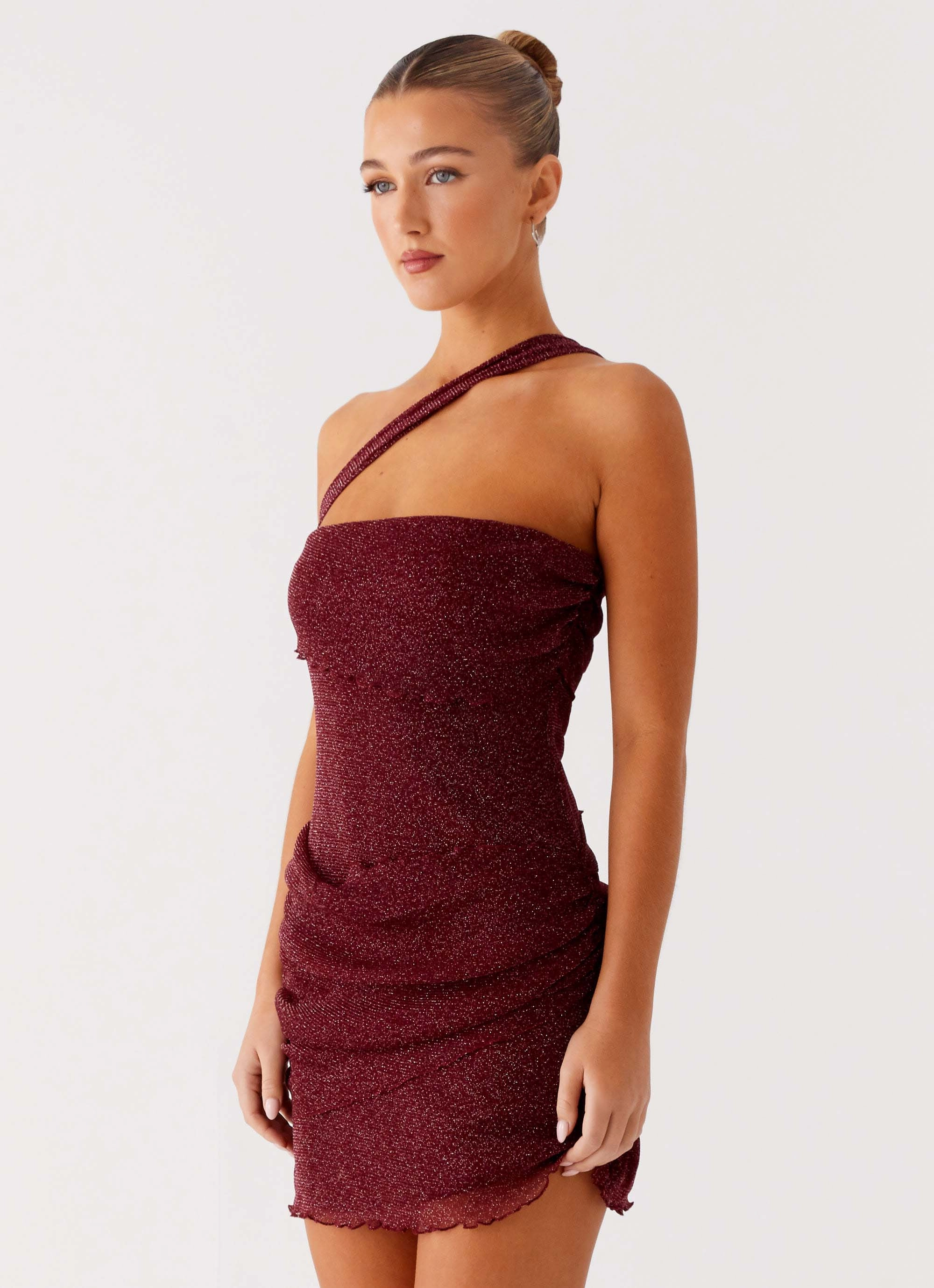 Spring Mood Misty Mesh Mini Dress - Maroon