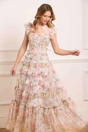 Fall Go Kind Light Pompadour Garden Round Neck Gown