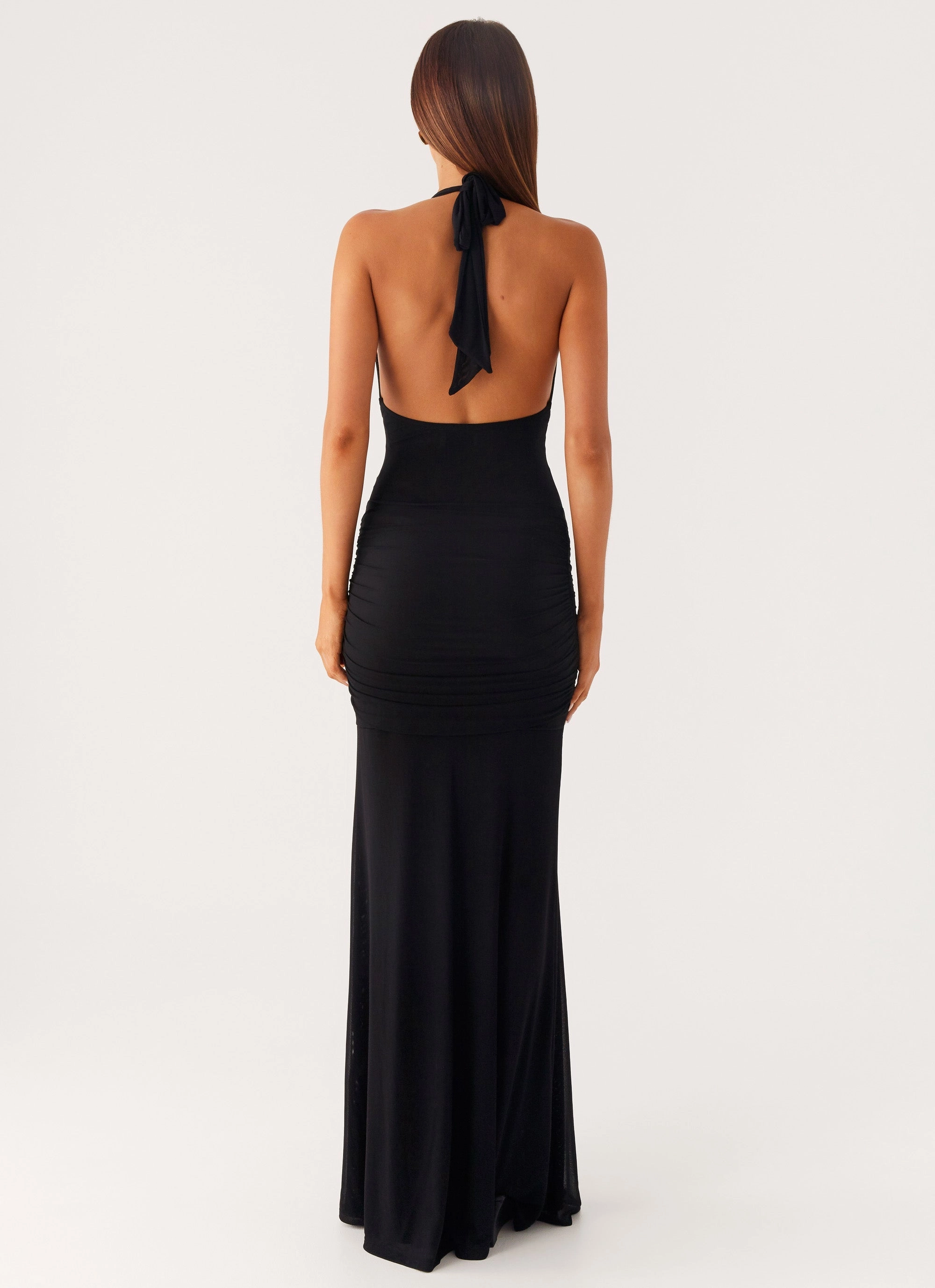 Dreamy Layers Travel piece Miyah Halter Hardware Maxi Dress - Black