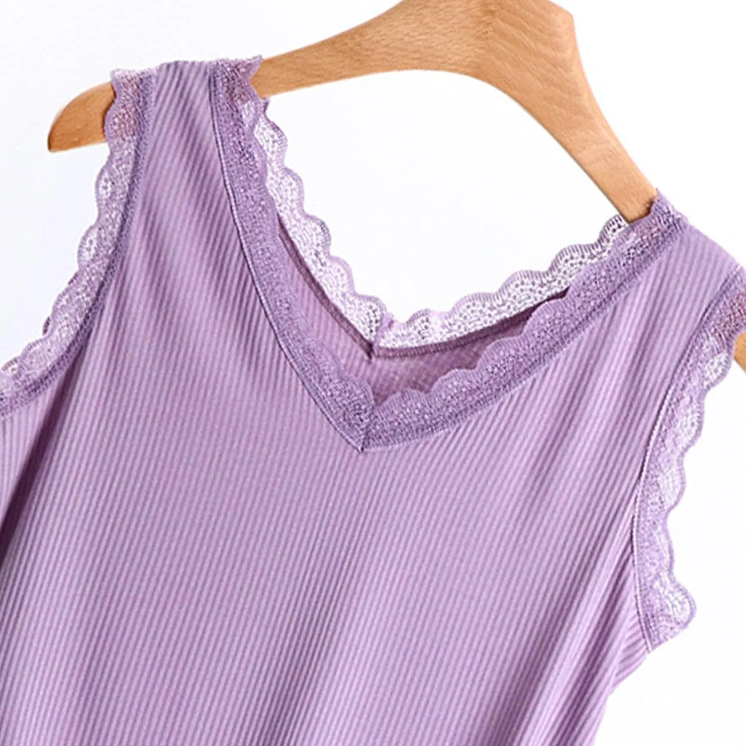 Modal Cotton Tank Top for Women Casual Soft Loose Summer V Neck Sleeveless Tee Sleep Shirts Lace Basic Lounge Tshirt