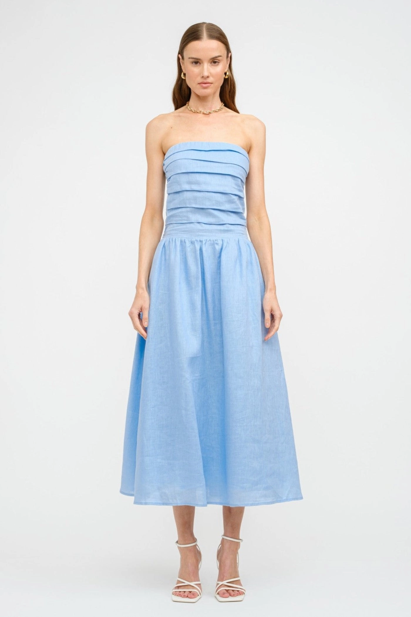 Vibrant Design Cool Simplicity PENELOPE LINEN STRAPLESS MIDI DRESS