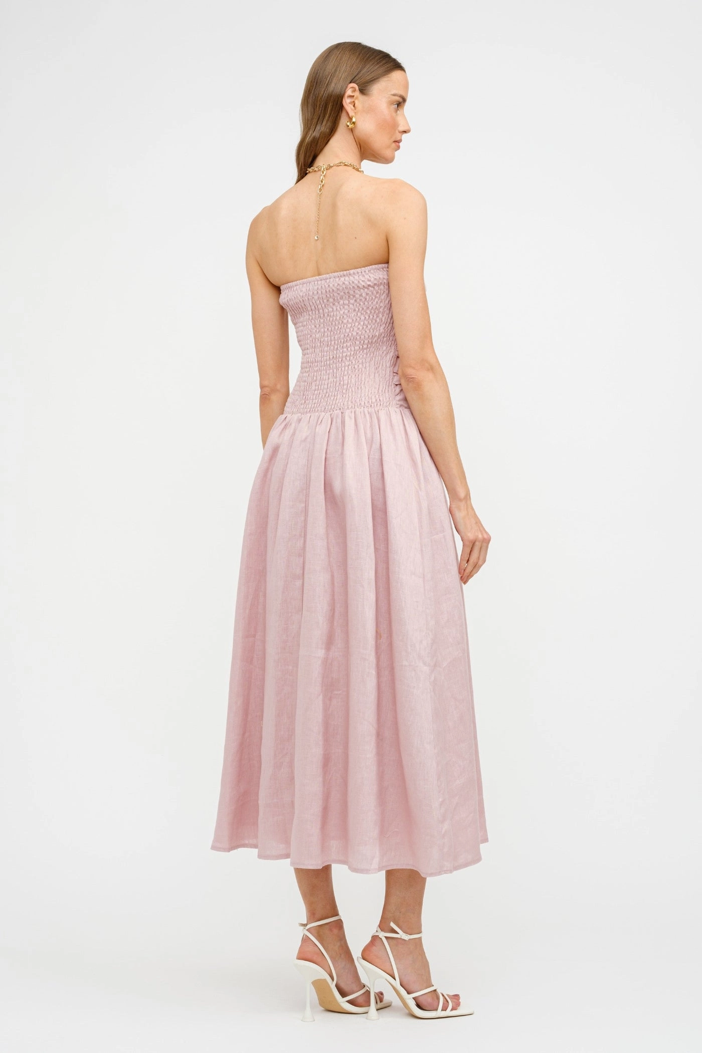 PENELOPE LINEN STRAPLESS MIDI DRESS Style Base