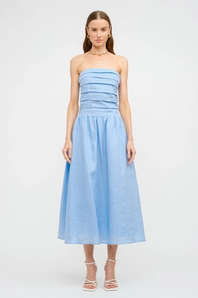 Vibrant Design Cool Simplicity PENELOPE LINEN STRAPLESS MIDI DRESS