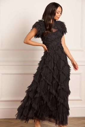 Genevieve Ruffle Gown Capsule-Wardrobe Sophisticated Look