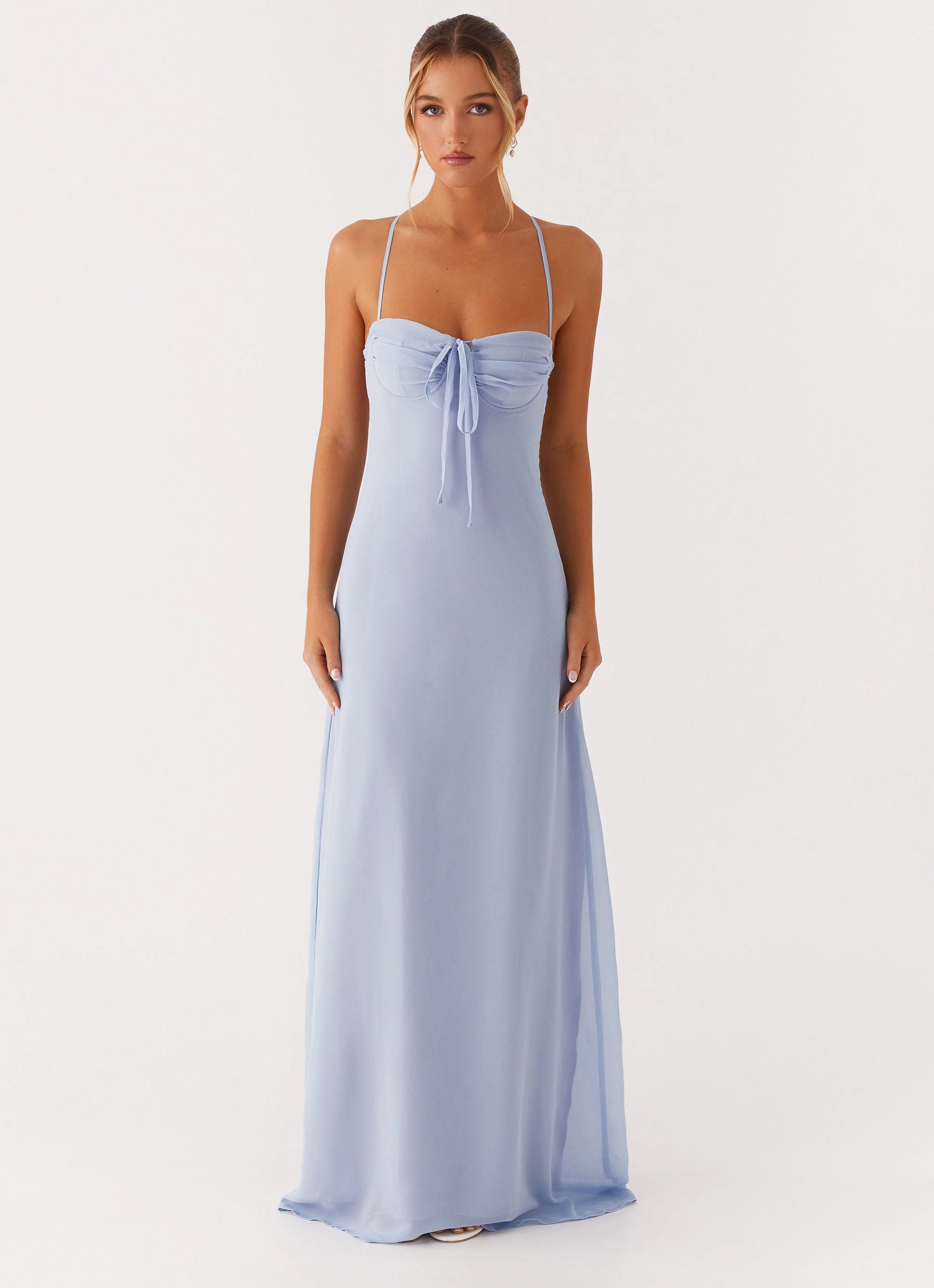 Travel Staple Formal Aura Aveline Bustier Maxi Dress - Blue