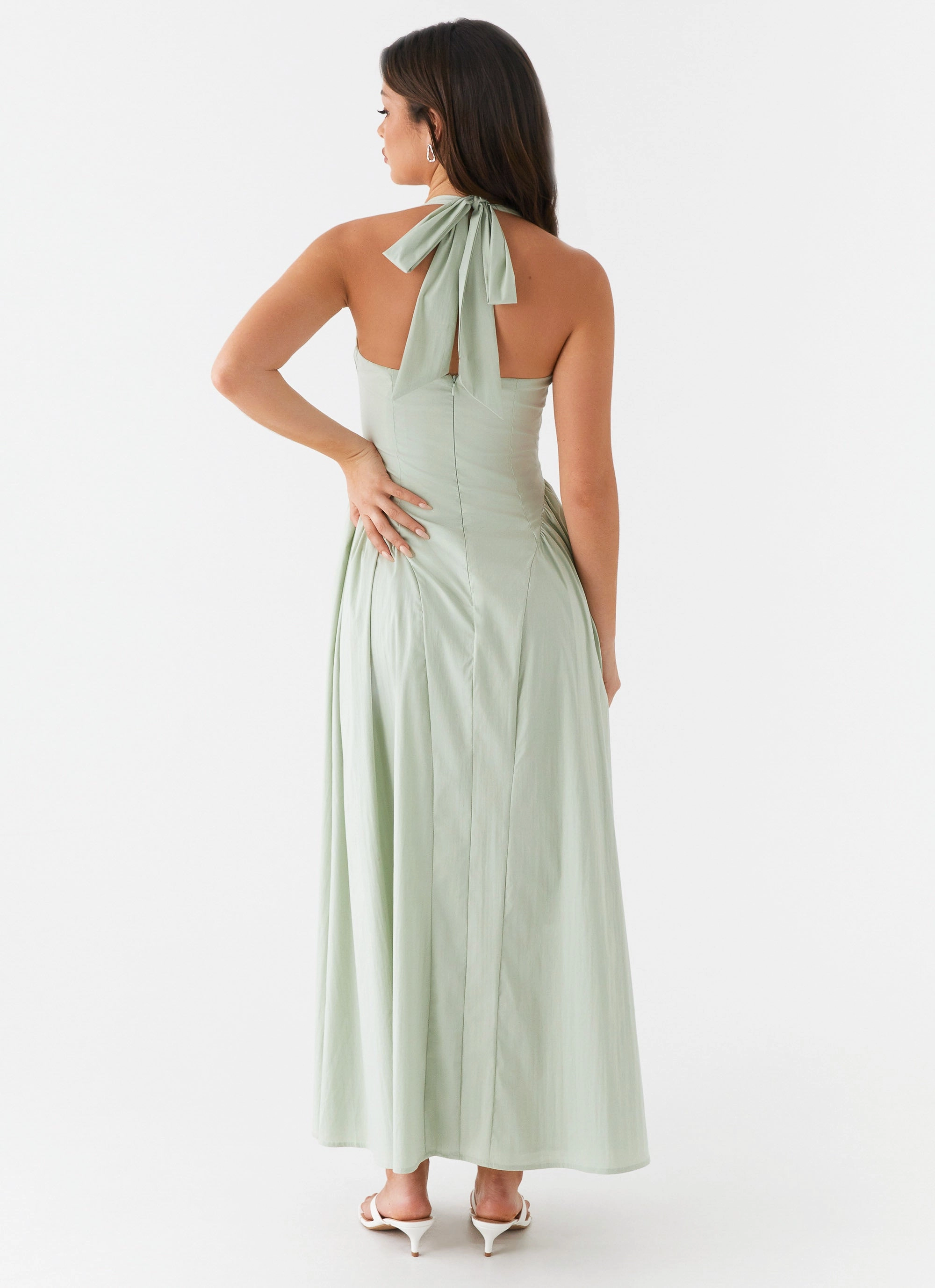 Olenna Halterneck Midi Dress - Sage Timeless Energy