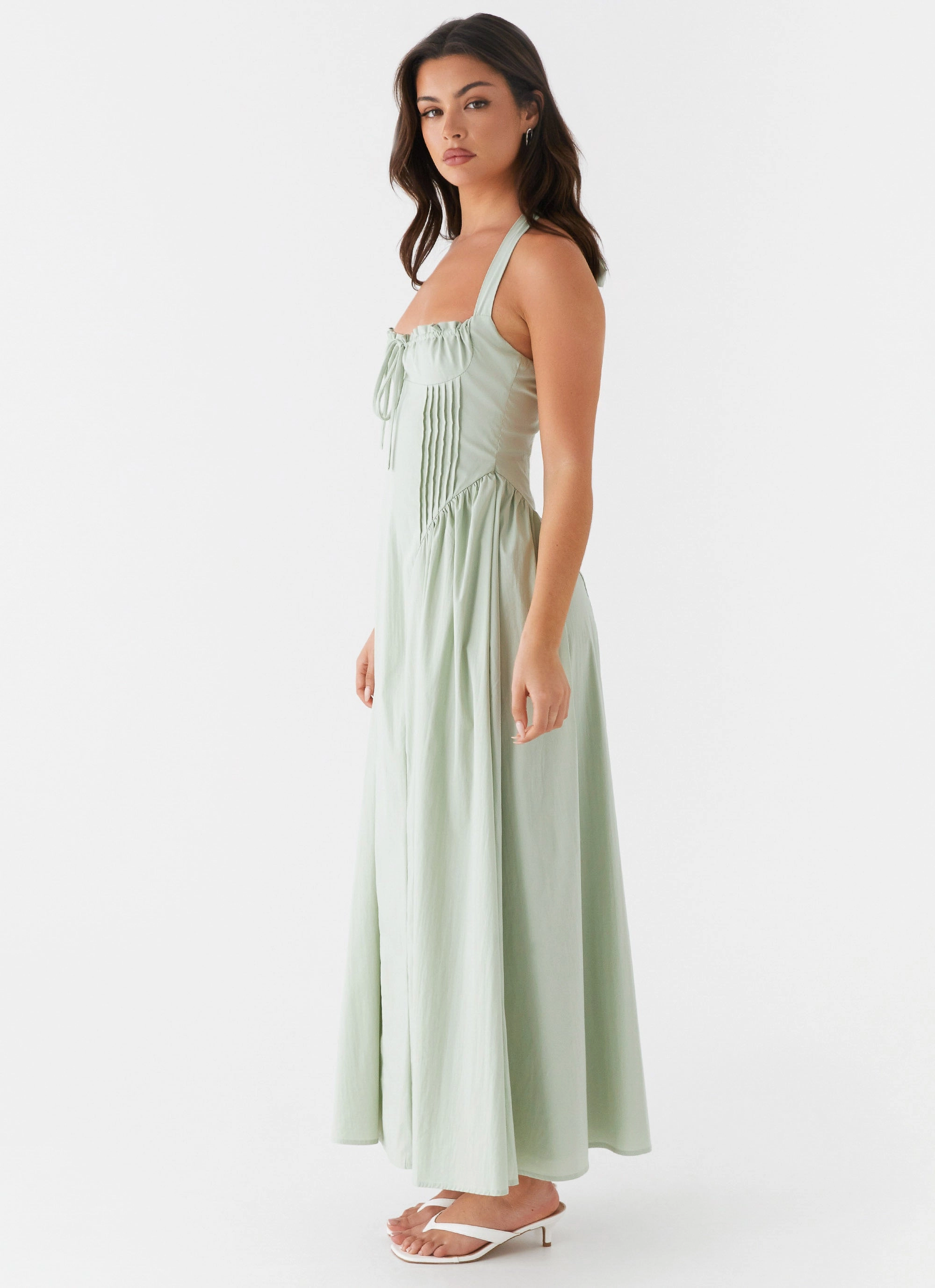 Light Wrap Playful design piece Olenna Halterneck Midi Dress - Sage