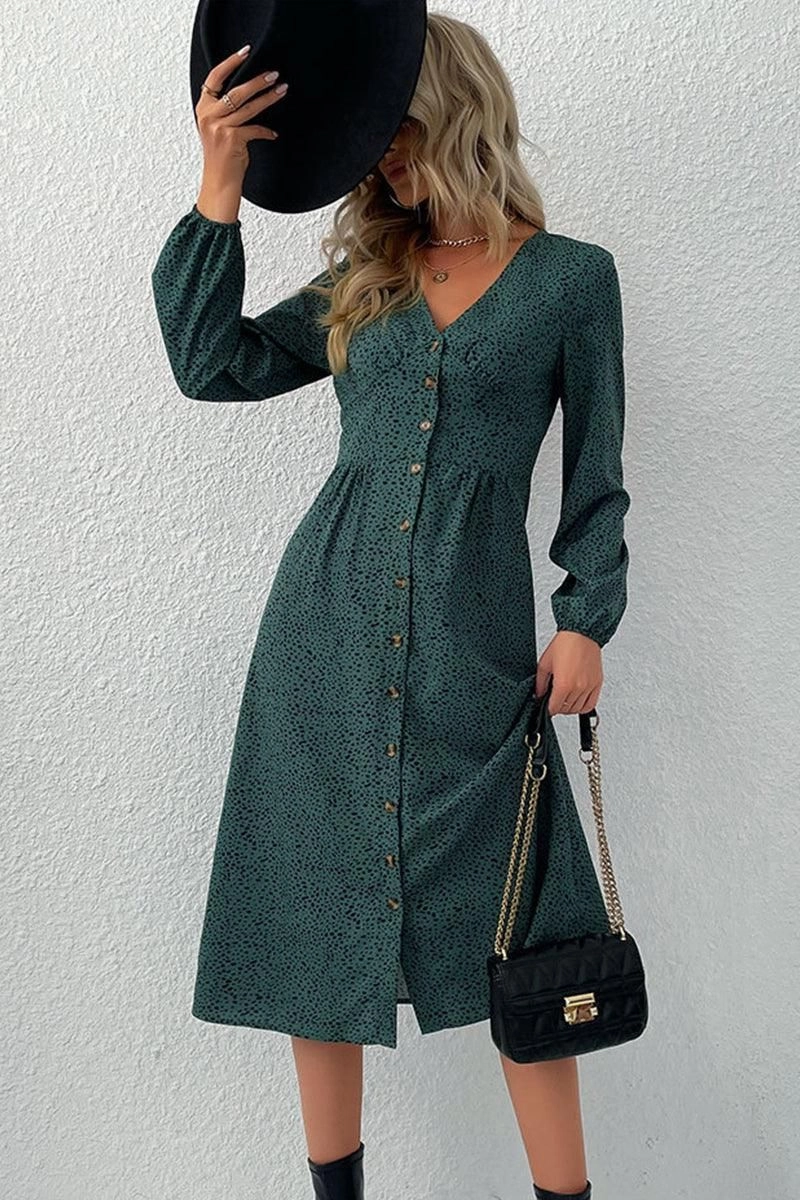 Perfect Style Removable-Straps LONG SLEEVE BUTTON DOWN SHIRT DRESS