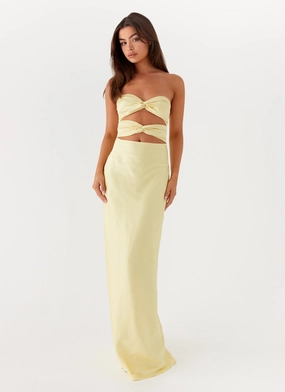 Elegant Flow Chilly Day Layers Tianna Strapless Maxi Dress - Yellow