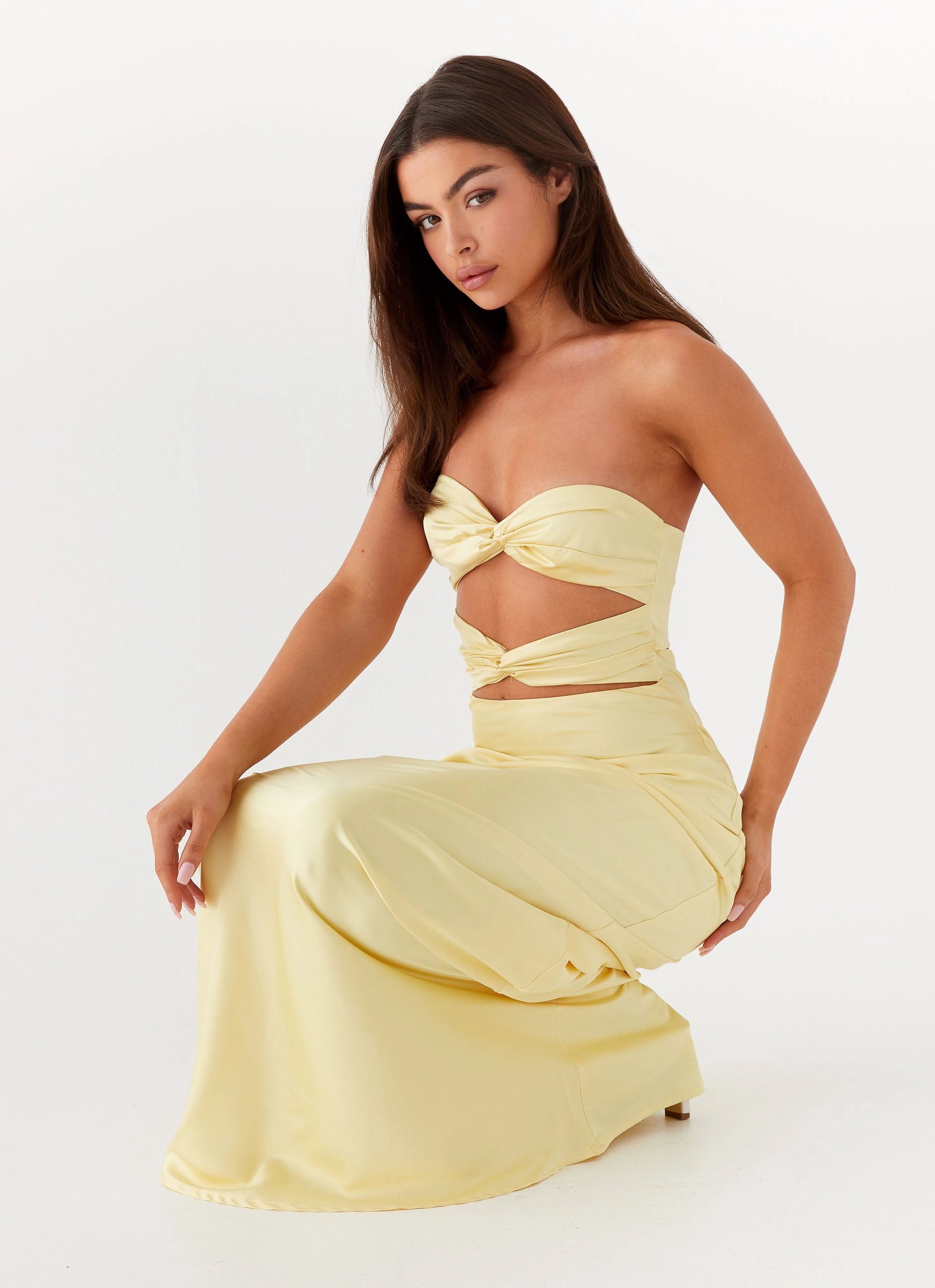 Tianna Strapless Maxi Dress - Yellow Feminine Layers Modern and Feminine
