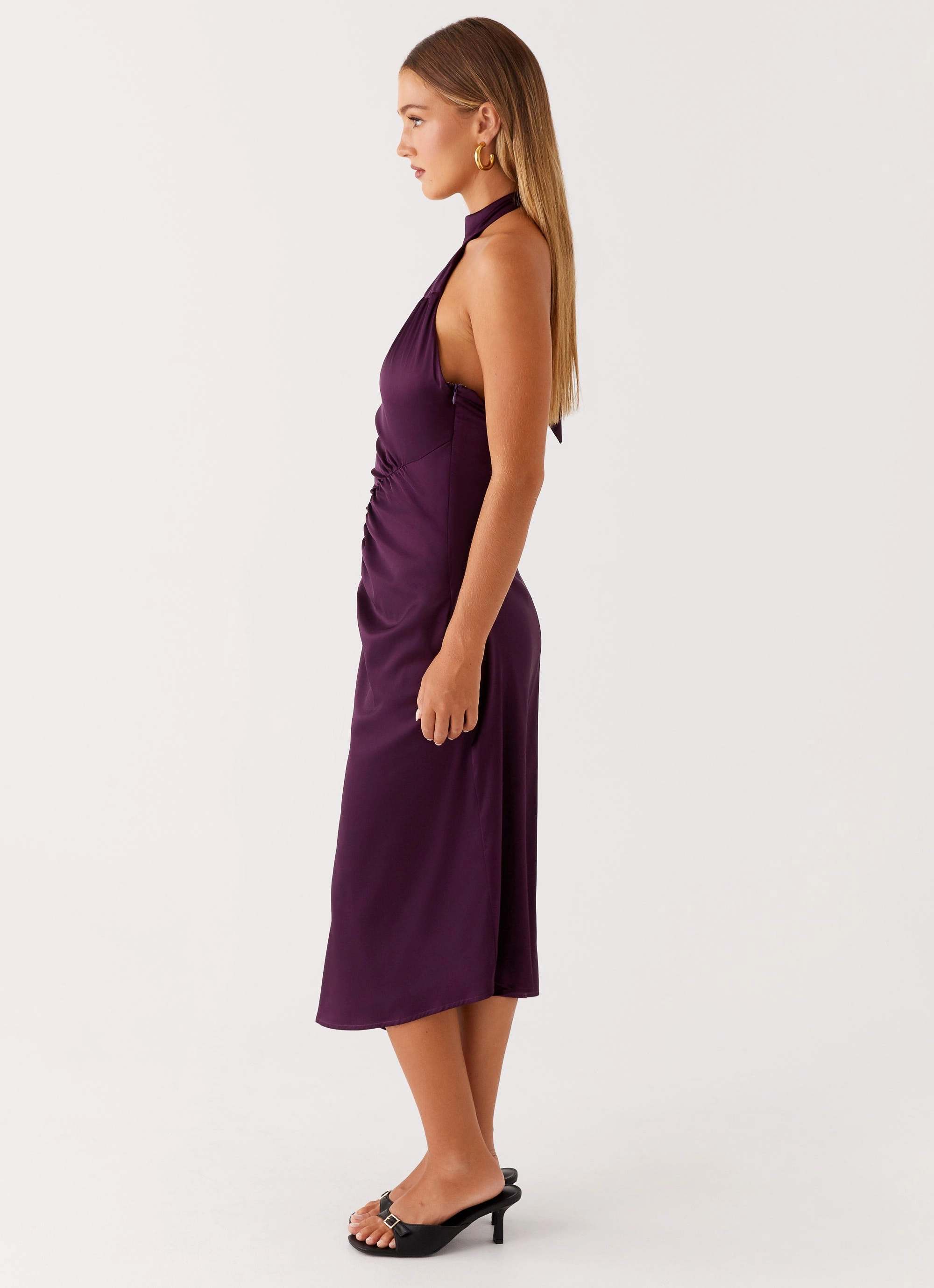Timeless Appeal Casta Halterneck Midi Dress - Plum