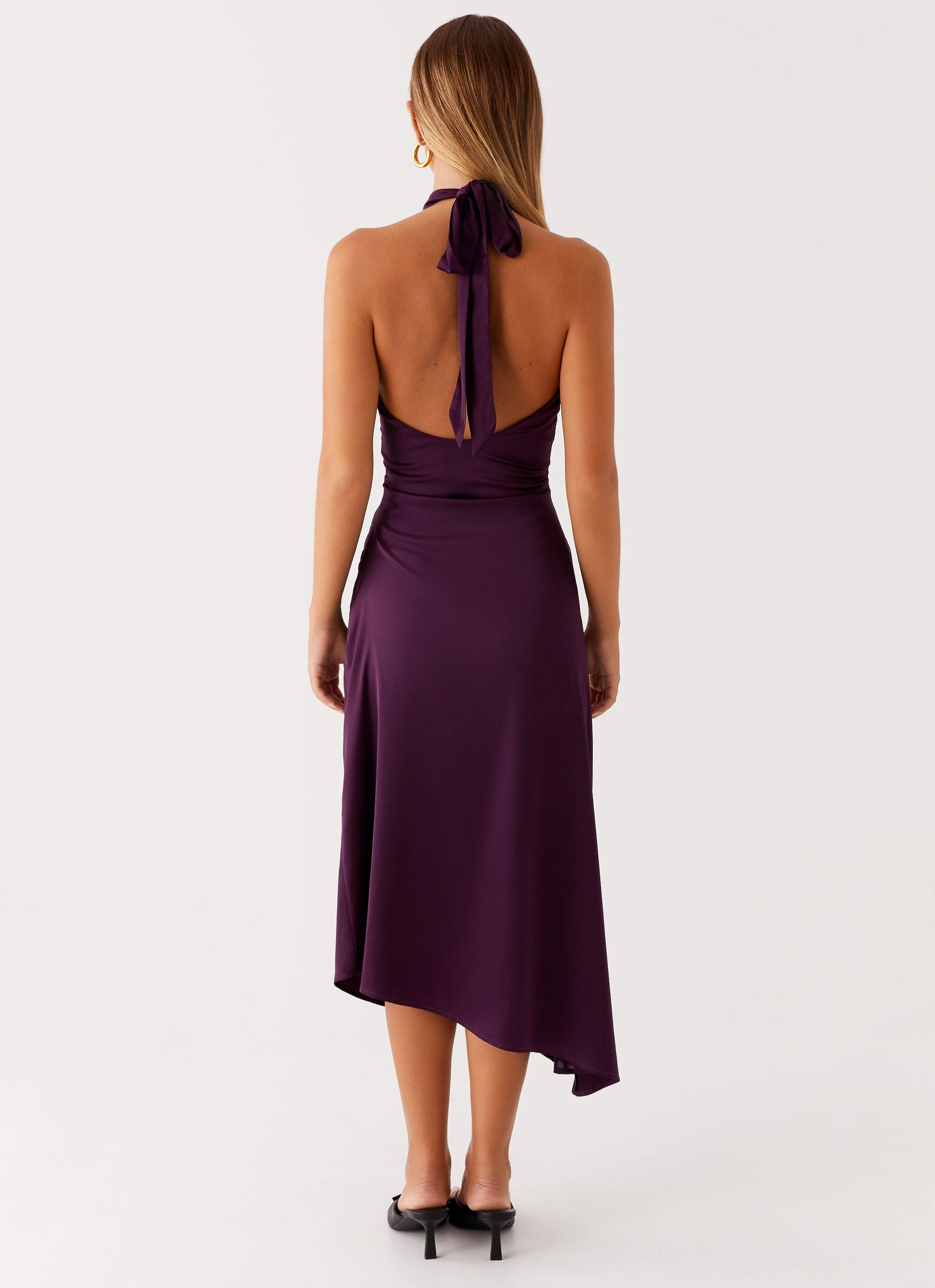 Casta Halterneck Midi Dress - Plum Seamless-Look Relaxed and Effortless