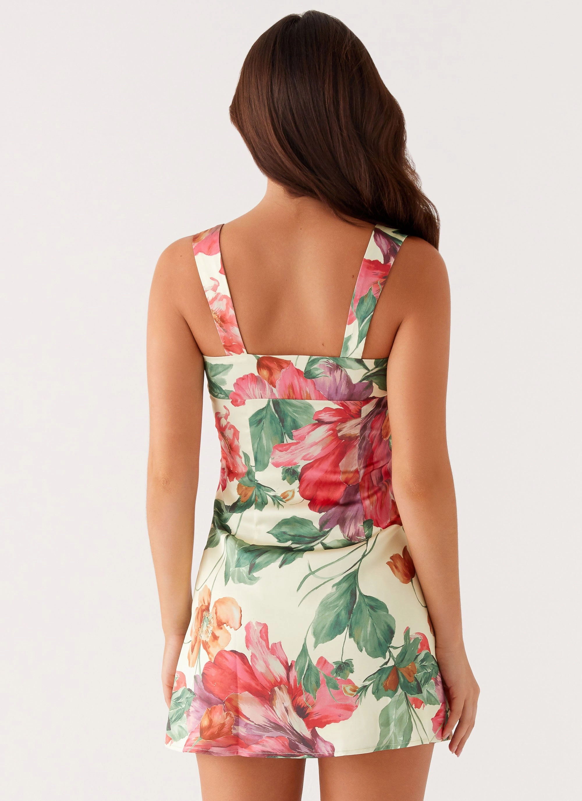 Soft Shape Odette Satin Mini Dress - Yellow Floral