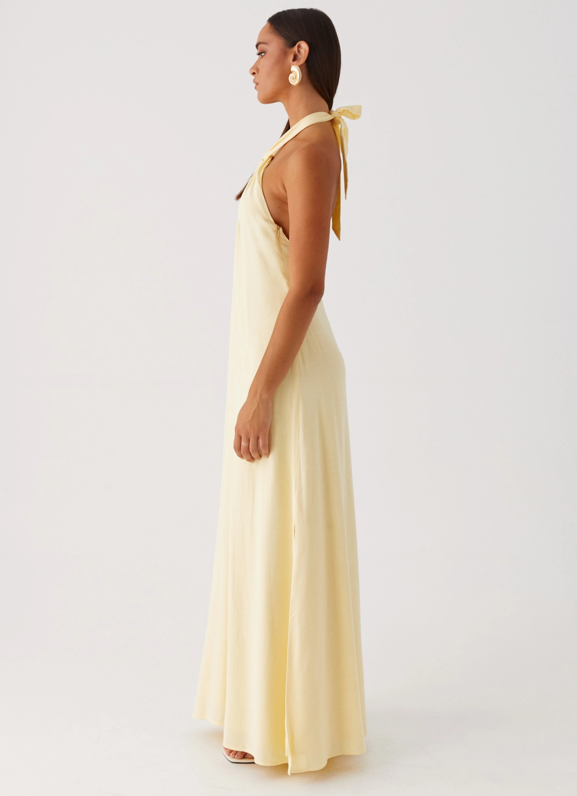 Golden Child Linen Maxi Dress - Yellow Effortless Mood Free Shape