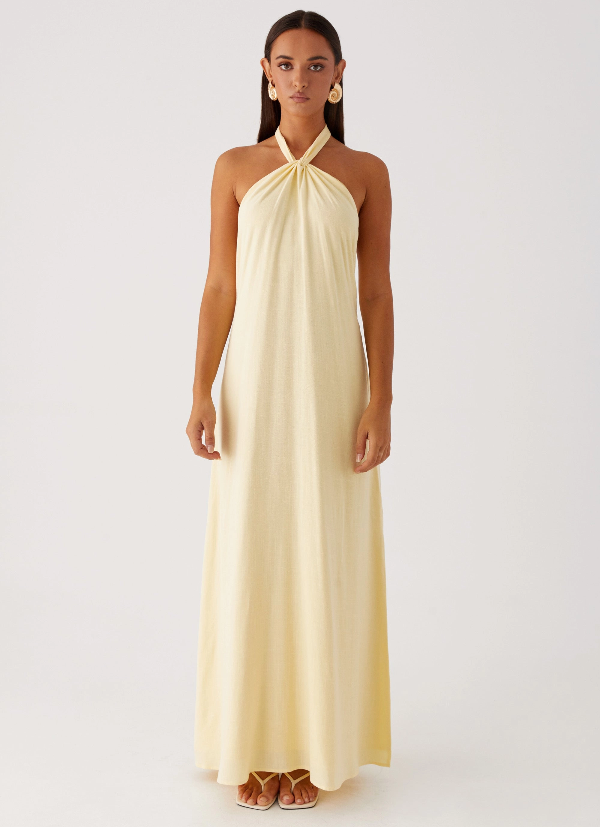 Golden Child Linen Maxi Dress - Yellow Texture Play