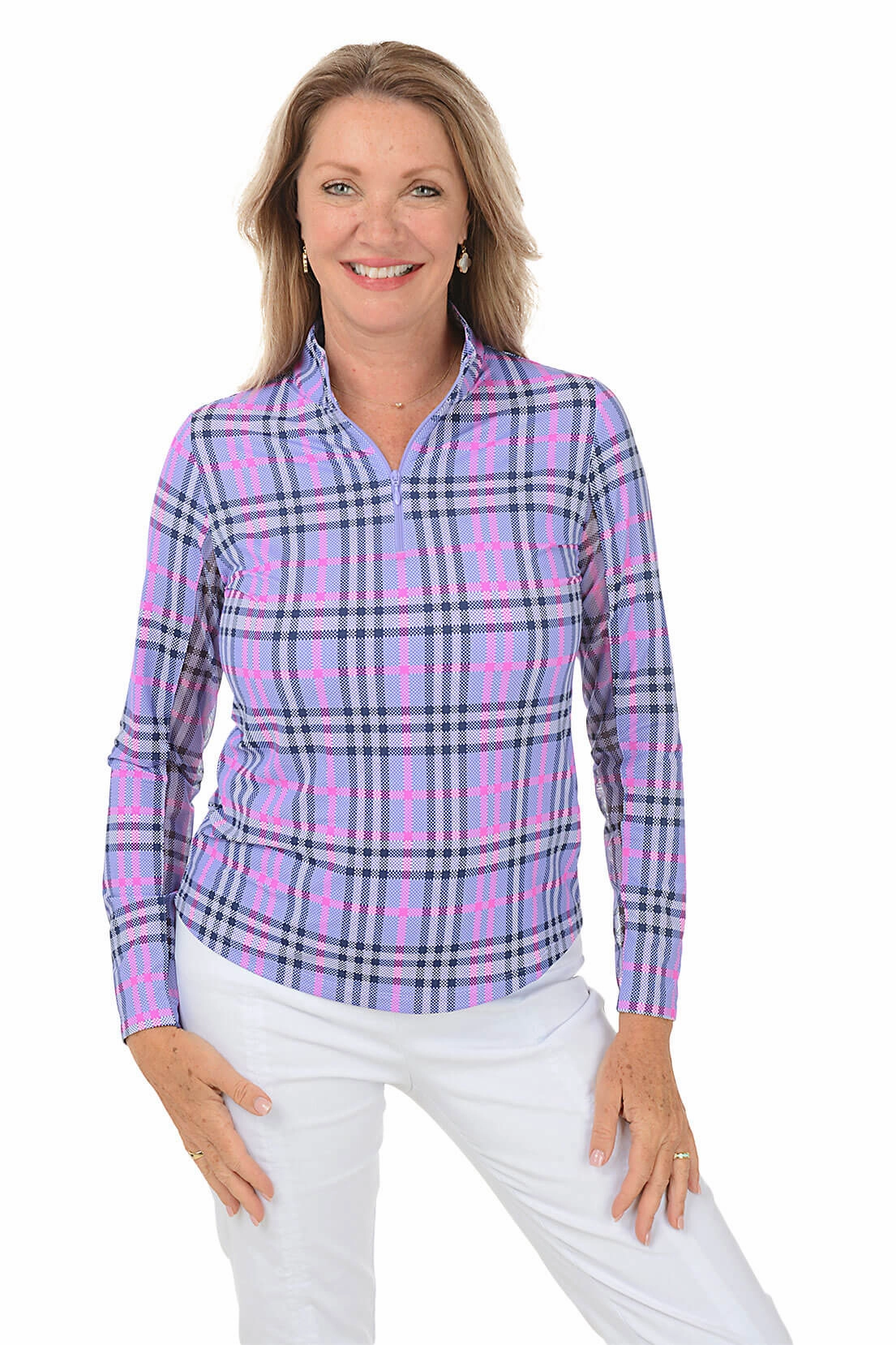 Printed T-shirt Lavender Judith Plaid UPF50  Sun Shirt
