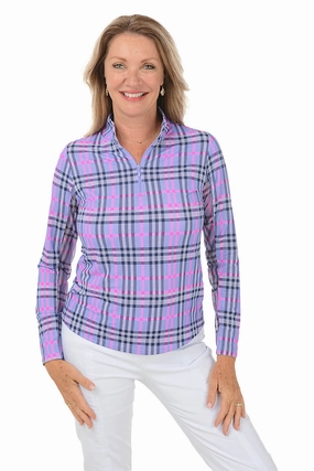 Lavender Judith Plaid UPF50  Sun Shirt Comfortable Style