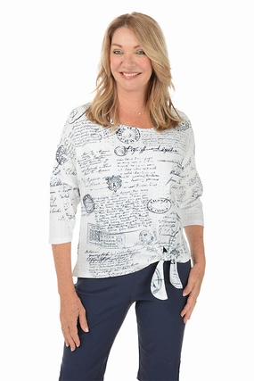 Petite Paris Postage Eyelet Tie-Front Top Elegant Cardigan HighDensityFoam