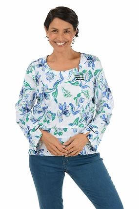 MoistureManagementSystem Purple Flower Triple Tiered Blouse