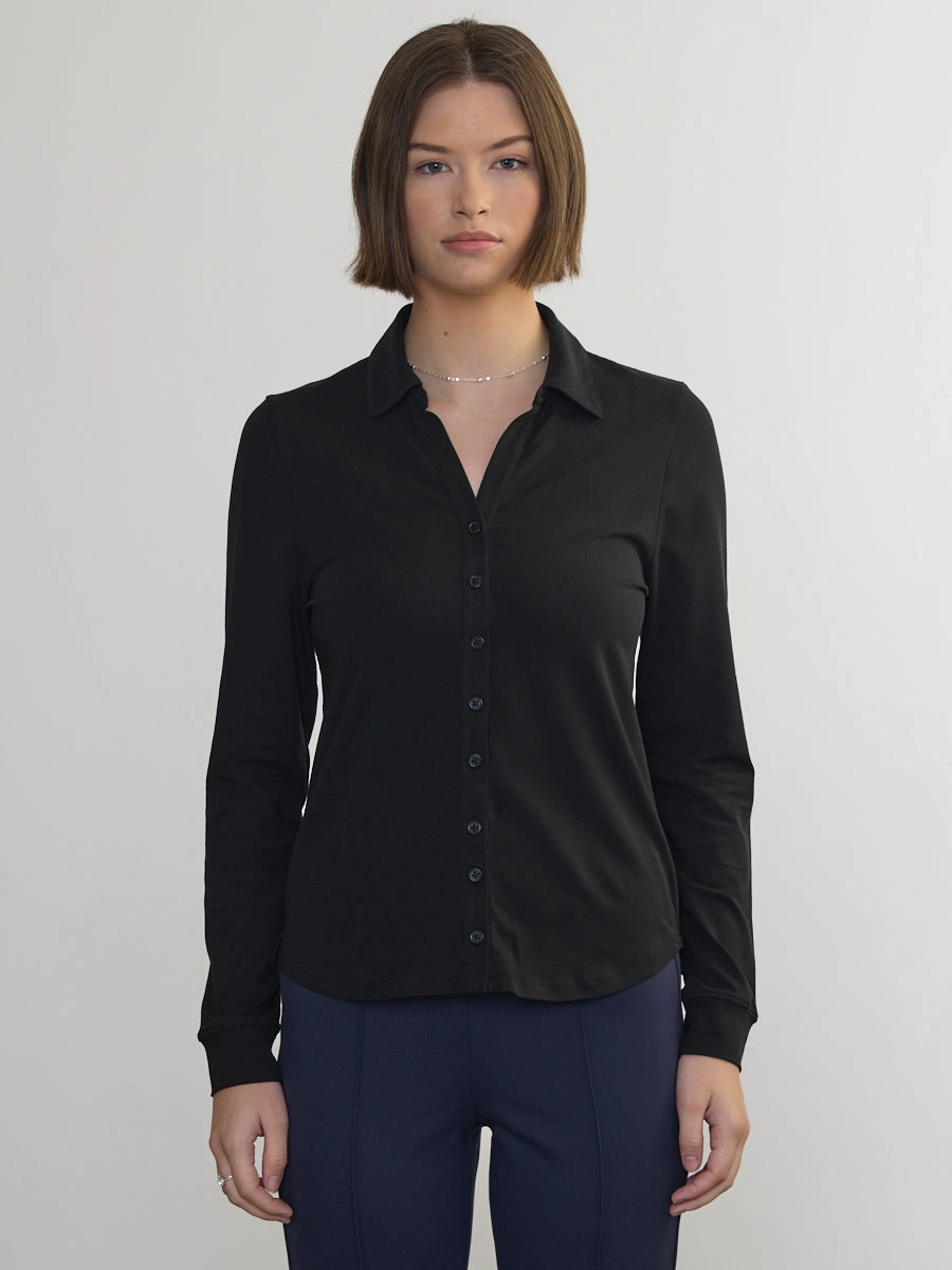 STRETCH PIMA LONG SLEEVE SHIRT Soft Cotton NonChafeCollarTech