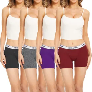 Molasus 4.5" Inseam Womens Cotton Boxer Briefs Underwear Boy Shorts Panties