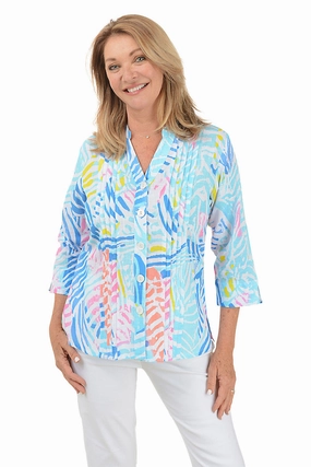 Petite Wendy Pleated Button-Front Shirt EcoCertified Reversible Layering Tech
